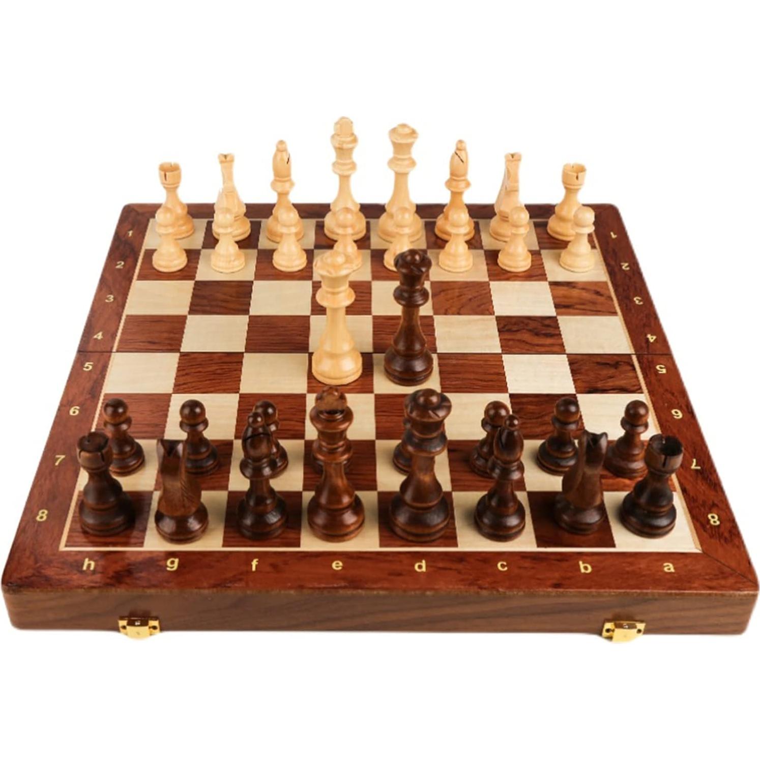 Juego de Ajedrez de Madera de Nogal LuckWish 38.1 cm Plegable