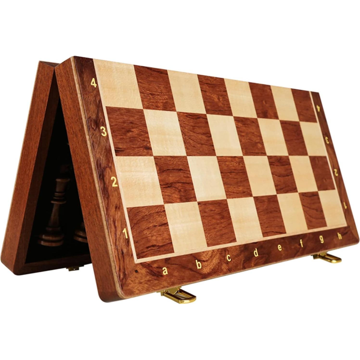Juego de Ajedrez de Madera de Nogal LuckWish 38.1 cm Plegable
