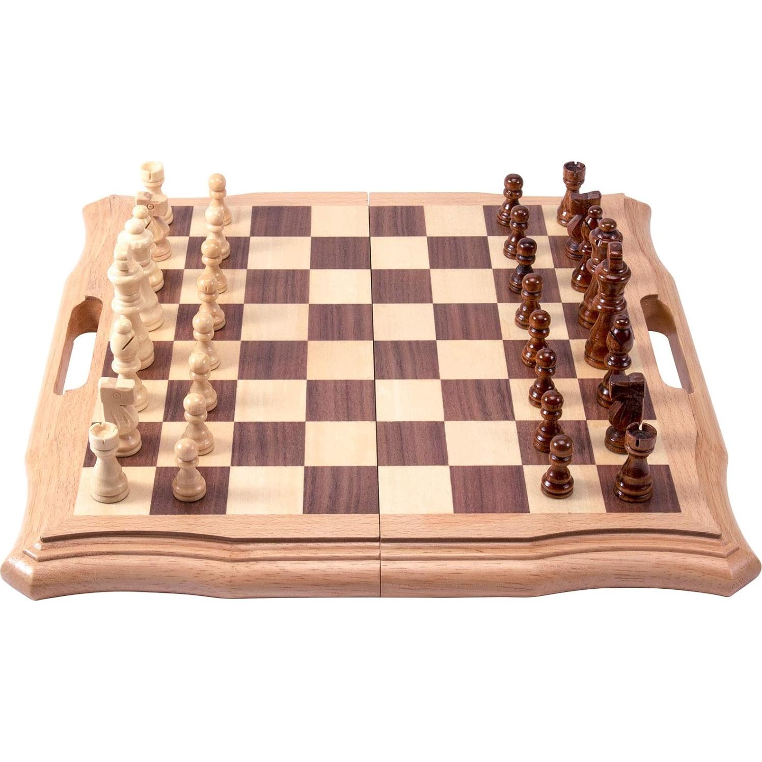 Juego de Ajedrez Magnético de Madera AMEROUS 39.6 cm Plegable