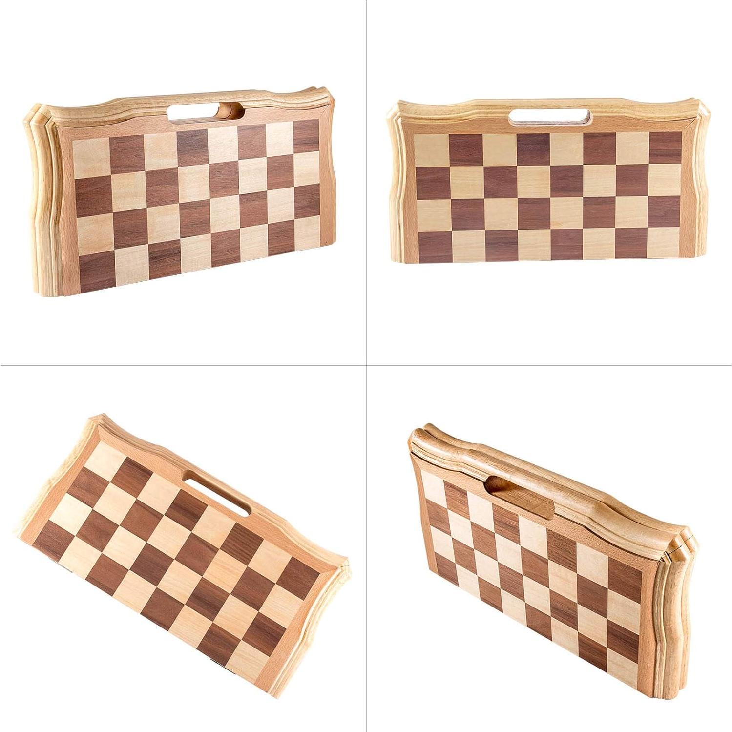 Juego de Ajedrez Magnético de Madera AMEROUS 39.6 cm Plegable