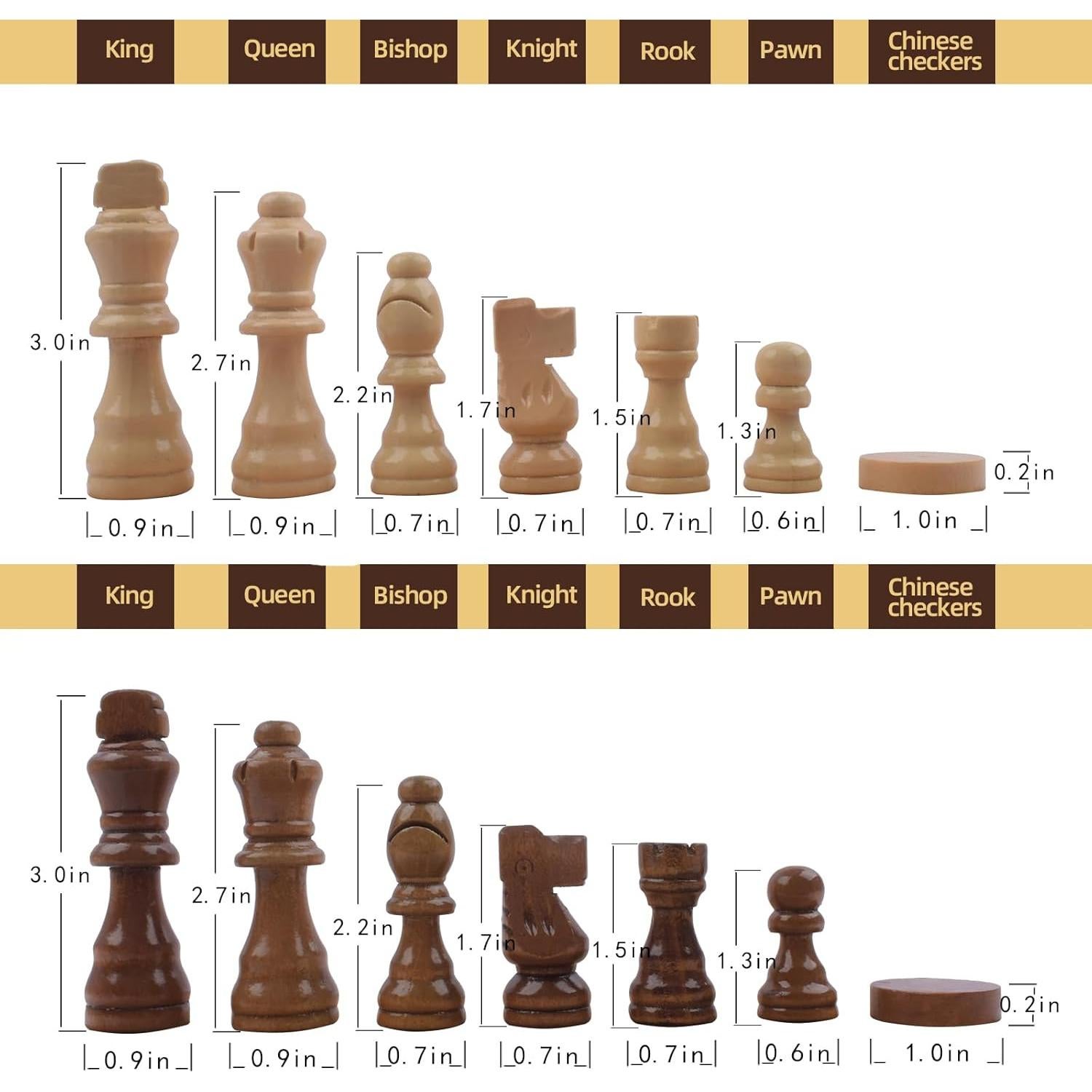 Juego de Ajedrez y Damas Magnético KODMIS 2 en 1 Madera 38.1 cm