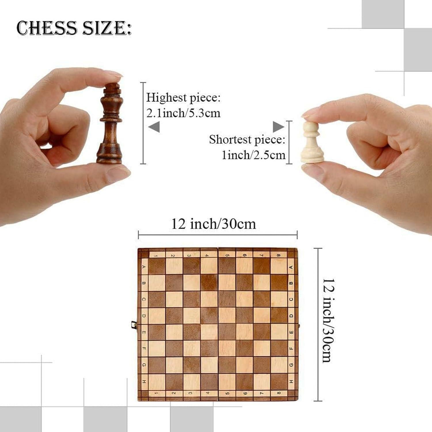 Juego de Ajedrez Plegable de Madera Syrace 30x30 cm Hecho a Mano