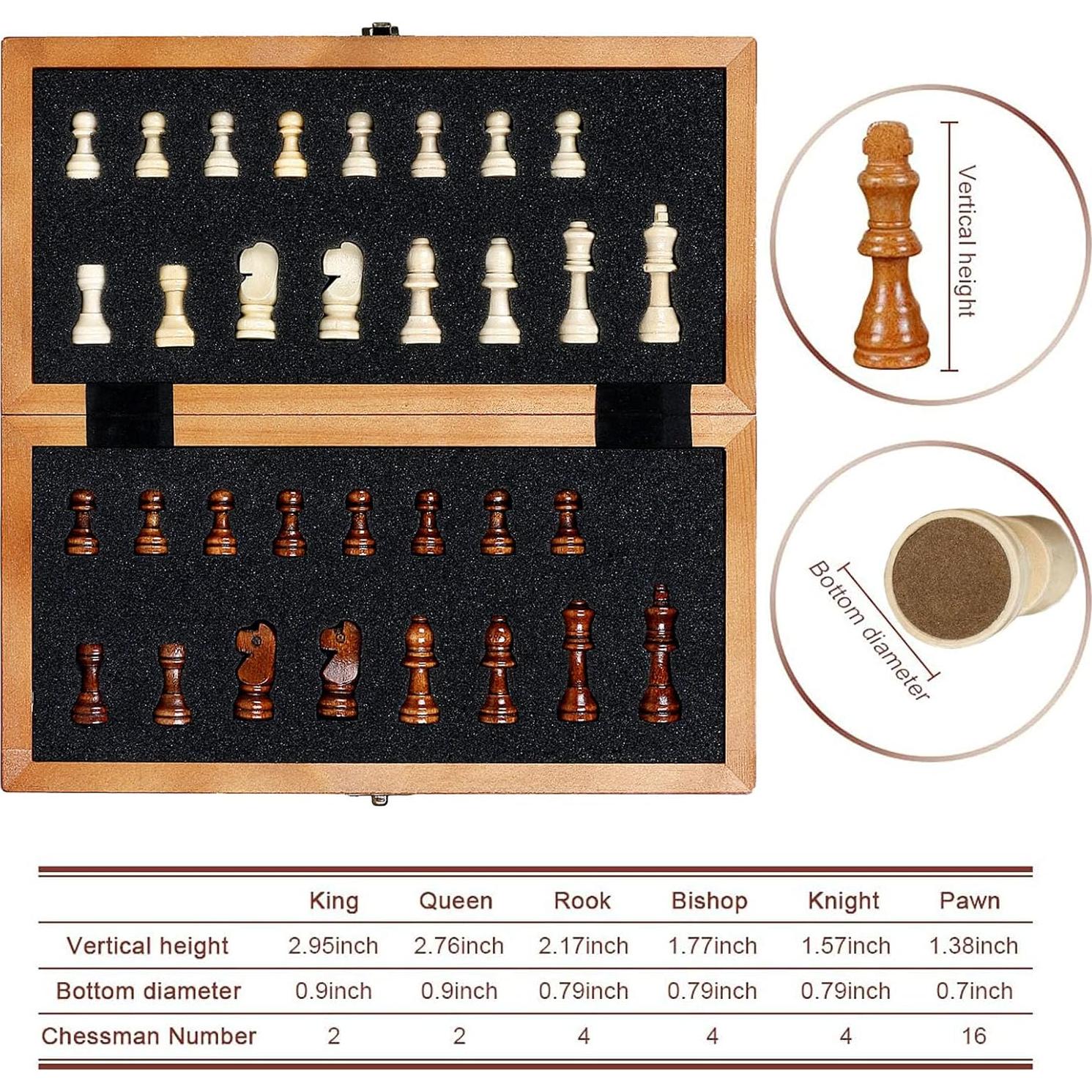 Juego de Ajedrez Plegable de Madera Syrace 30x30 cm Hecho a Mano