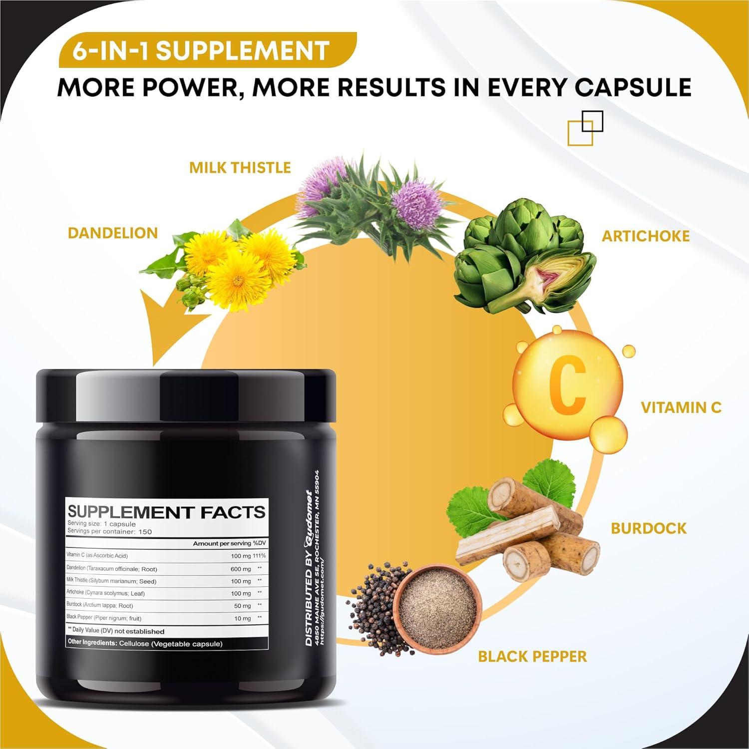 Suplemento Diente de León Gudomet 150 Cápsulas - Salud Hepática