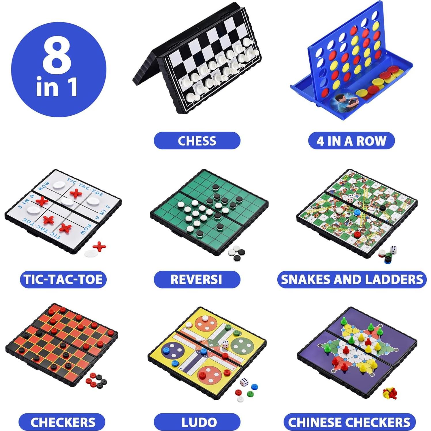 Juego de Ajedrez Magnético Mini 8 en 1 ColorGo Plegable