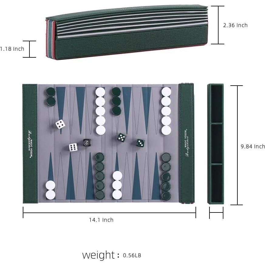 Juego de Backgammon Plegable Magic Vosom Verde Pasto