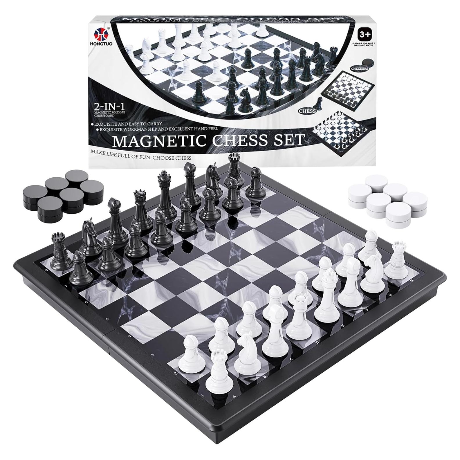 Juego de Ajedrez y Damas Magnéticas 2-en-1 HONGTUO 33 cm