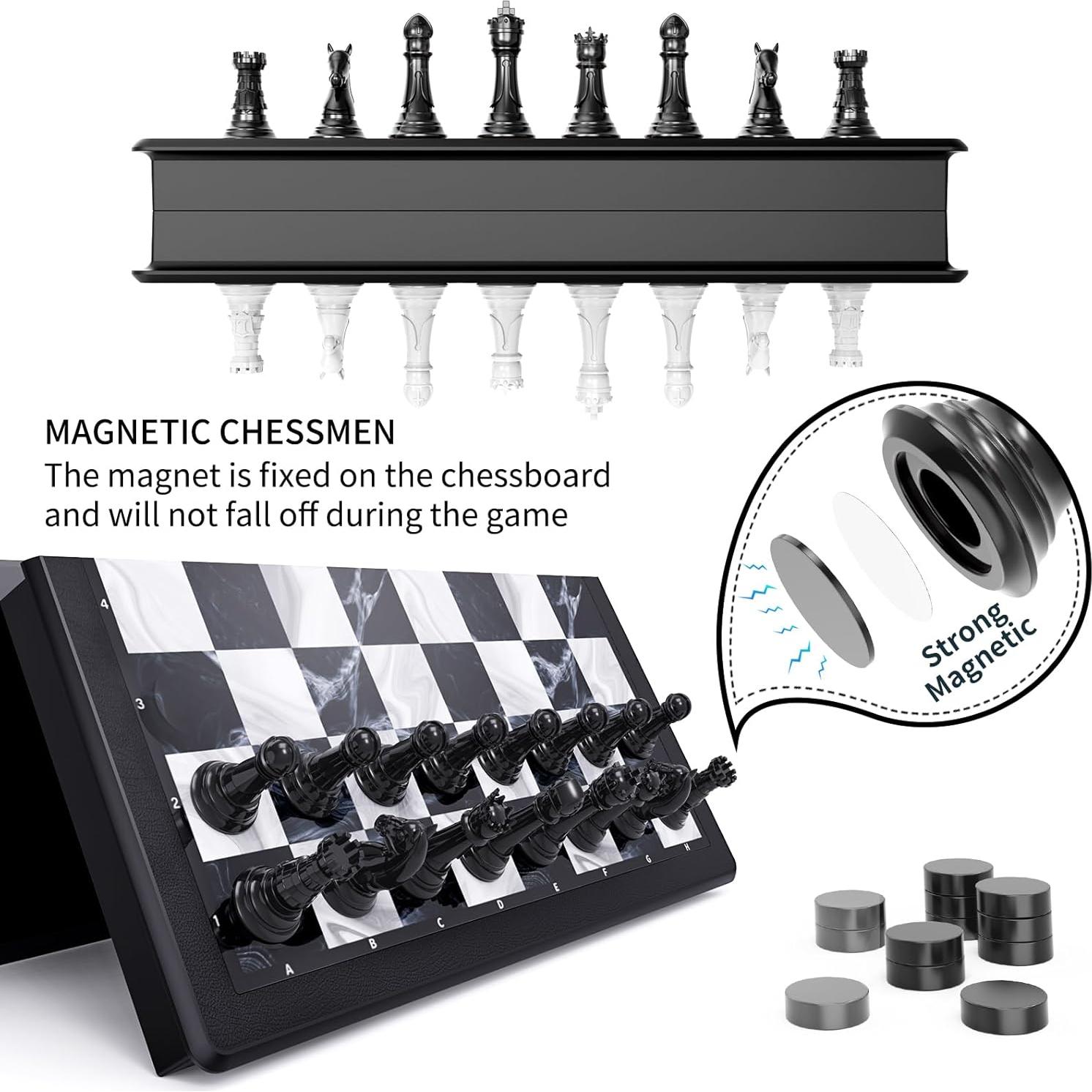 Juego de Ajedrez y Damas Magnéticas 2-en-1 HONGTUO 33 cm