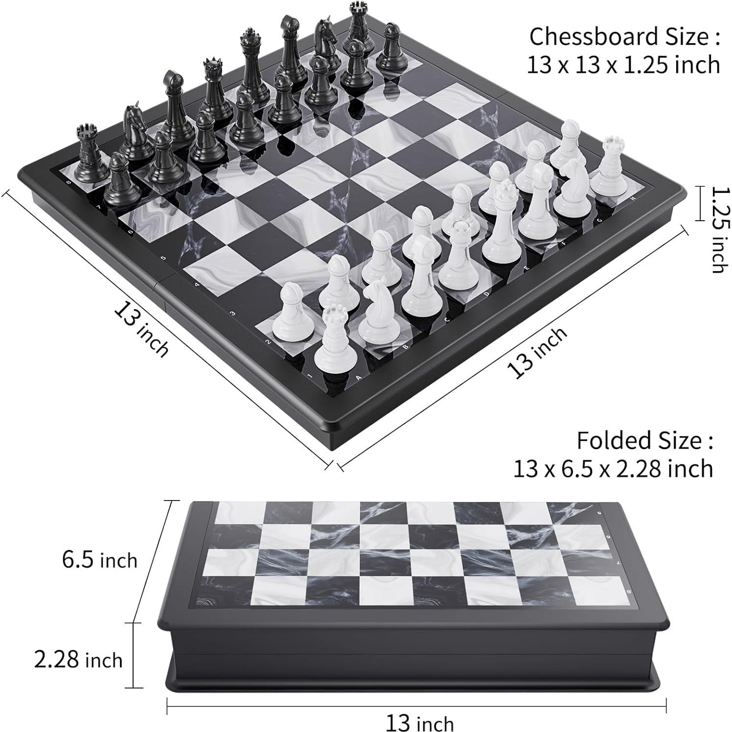 Juego de Ajedrez y Damas Magnéticas 2-en-1 HONGTUO 33 cm