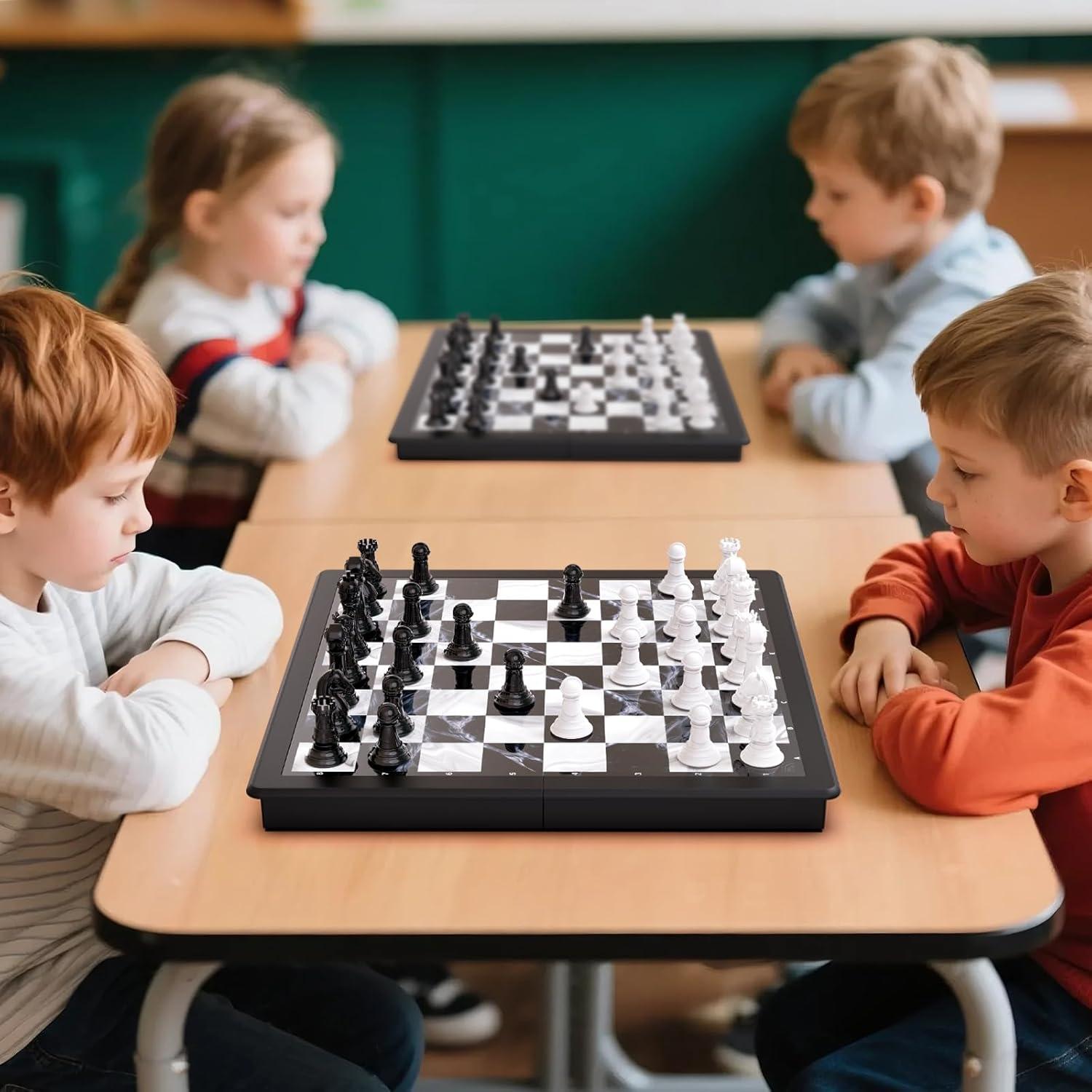 Juego de Ajedrez y Damas Magnéticas 2-en-1 HONGTUO 33 cm