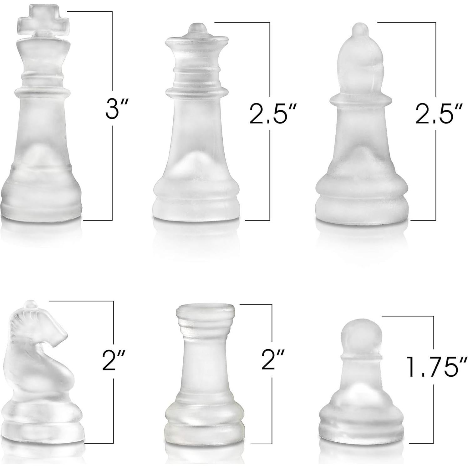 Juego de Ajedrez de Vidrio Gamie 30.48 cm - 32 Piezas Elegantes