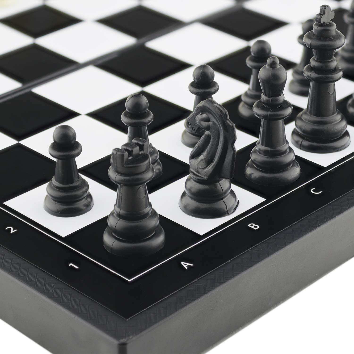 Juego de Mesa 5 en 1 Magnético BUYESS - Ajedrez, Damas, Dominó, Backgammon y Cartas Mini