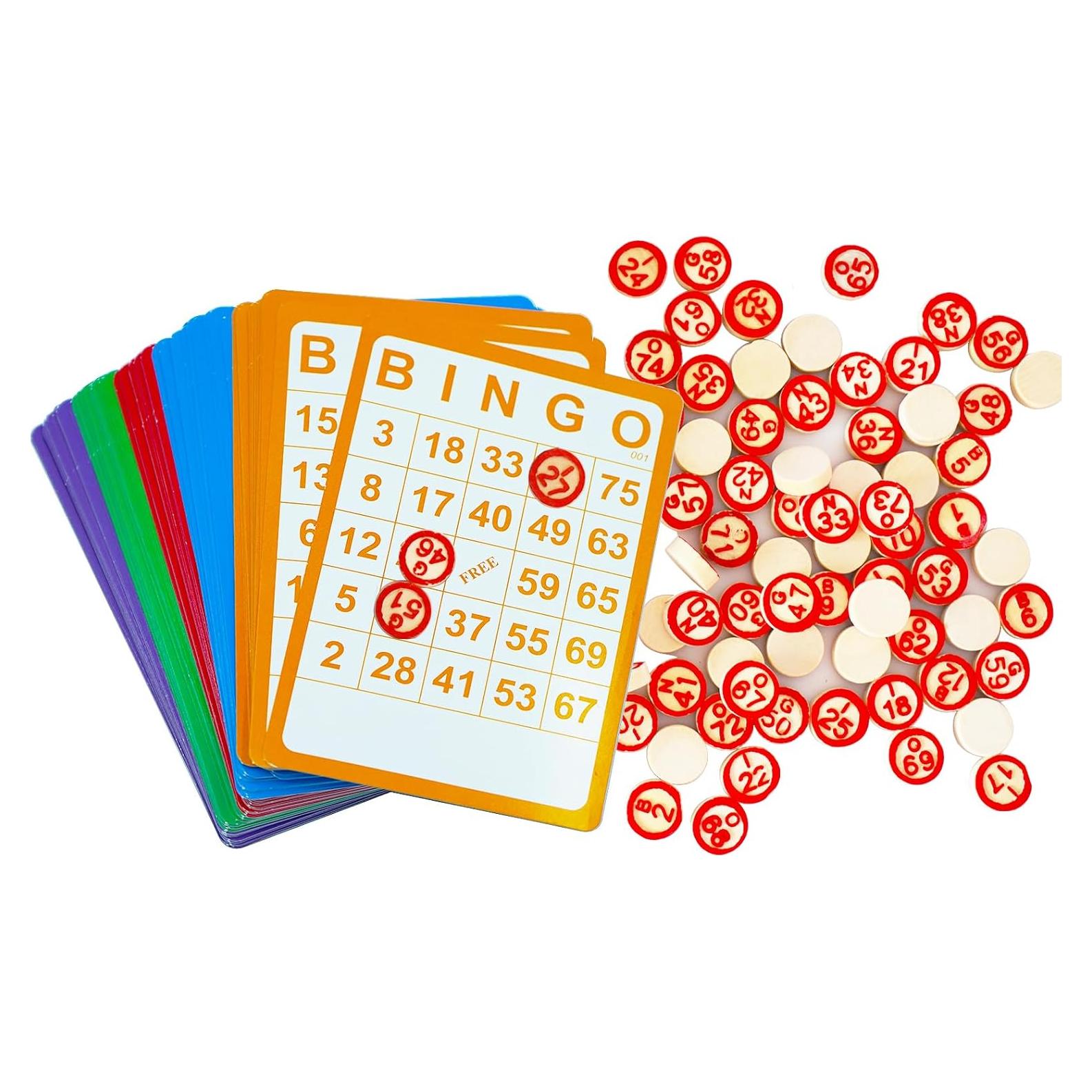 Juego de Bingo Vintage Yuanhe - 100 Tarjetas y 75 Piezas de Madera