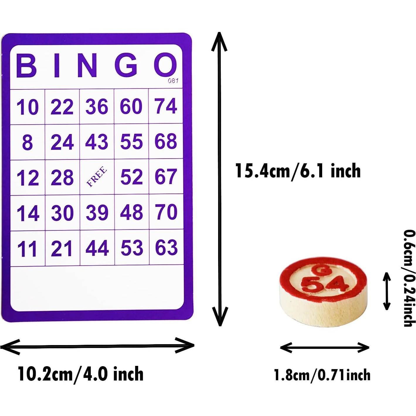 Juego de Bingo Vintage Yuanhe - 100 Tarjetas y 75 Piezas de Madera