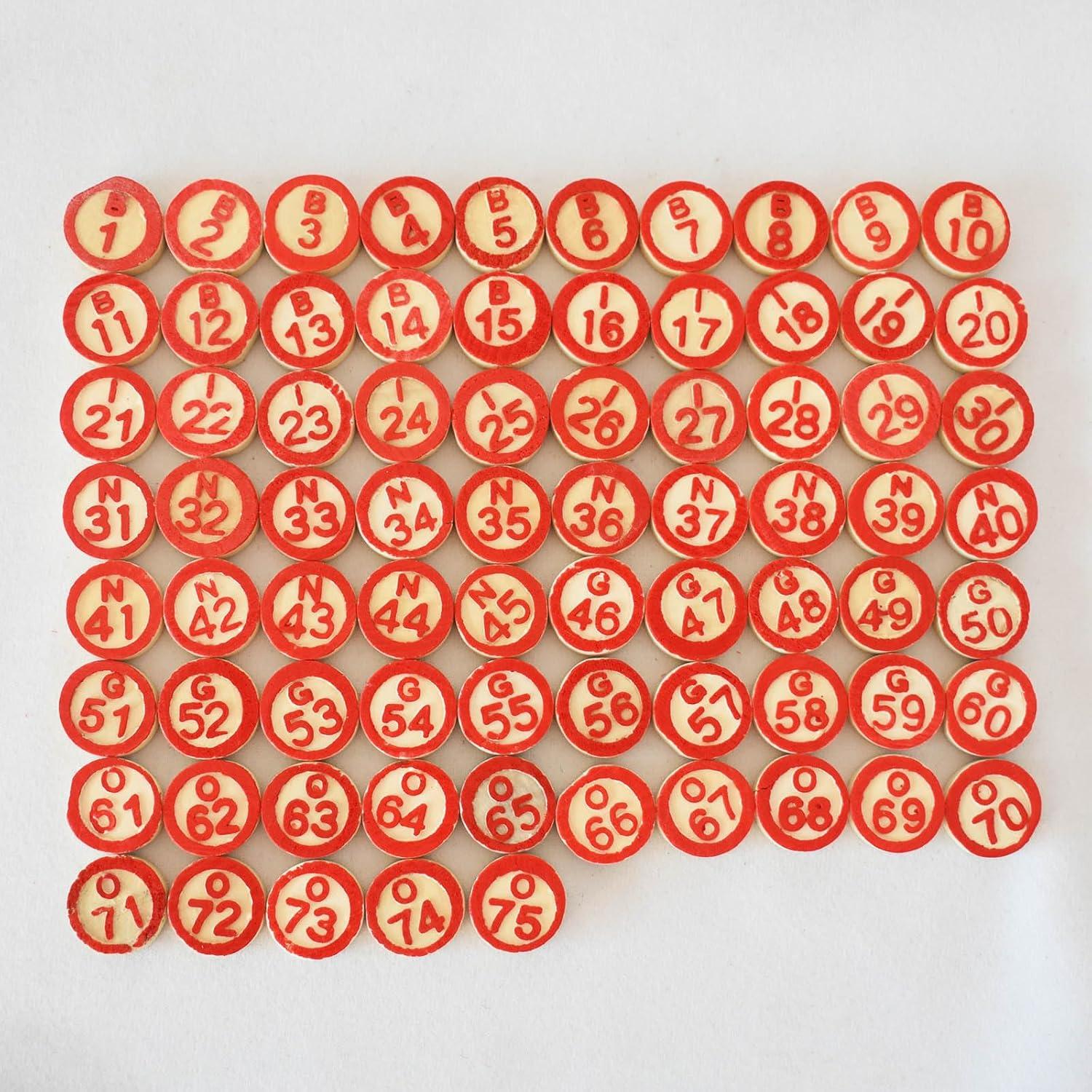 Juego de Bingo Vintage Yuanhe - 100 Tarjetas y 75 Piezas de Madera