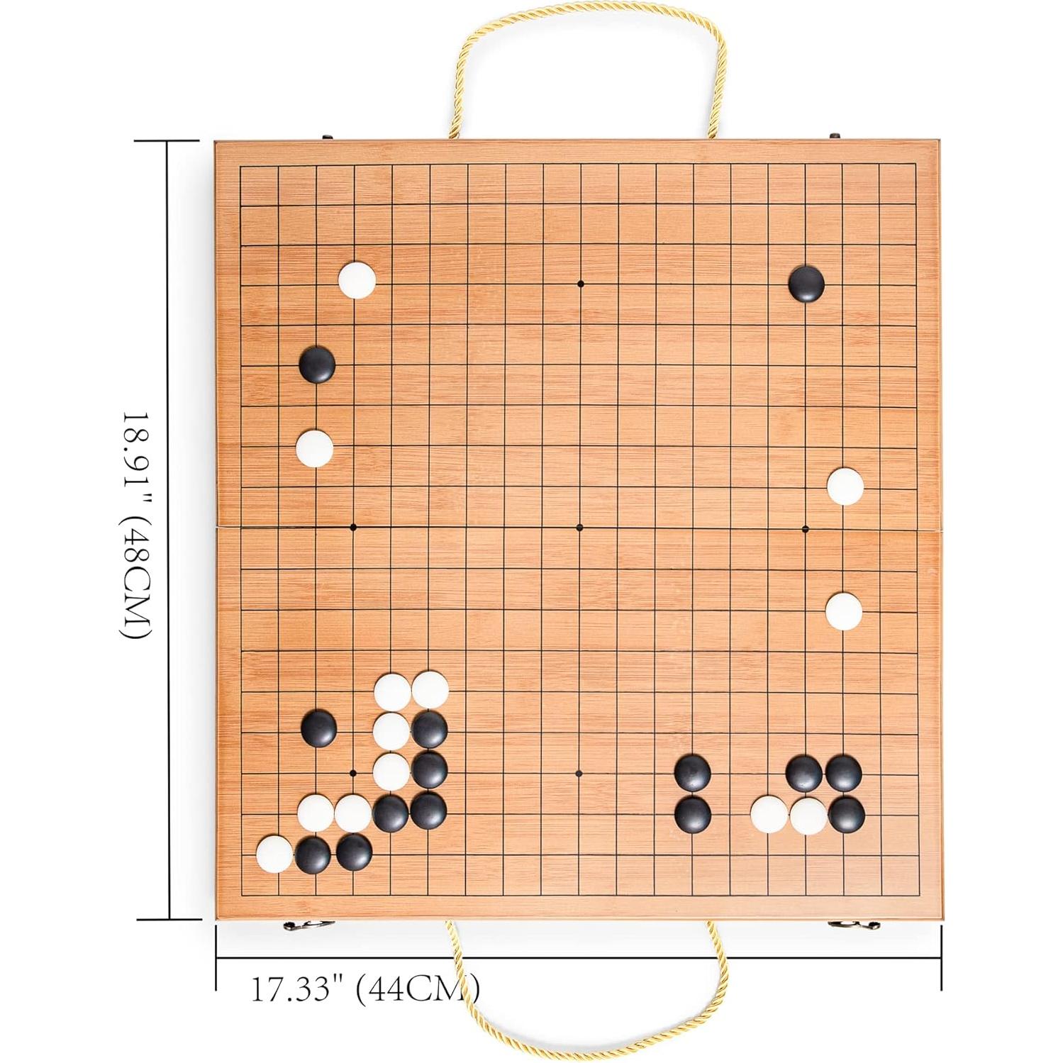 Juego de Go Plegable 19x19 con Tablero de Bambú y Piezas de Jade