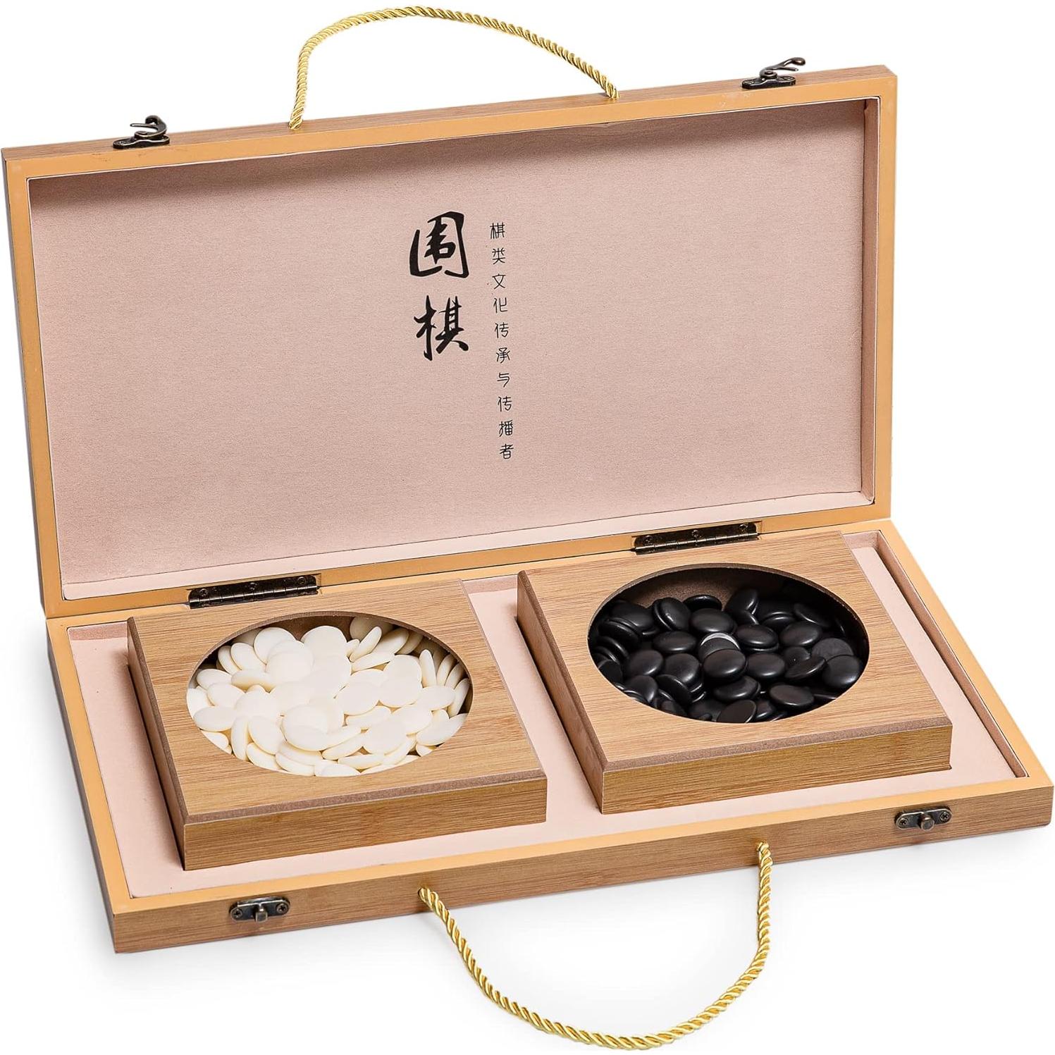 Juego de Go Plegable 19x19 con Tablero de Bambú y Piezas de Jade