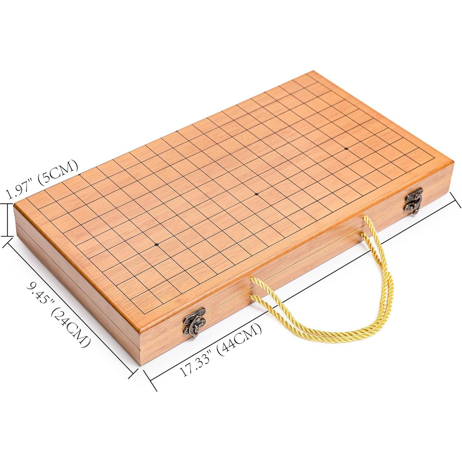 Juego de Go Plegable 19x19 con Tablero de Bambú y Piezas de Jade