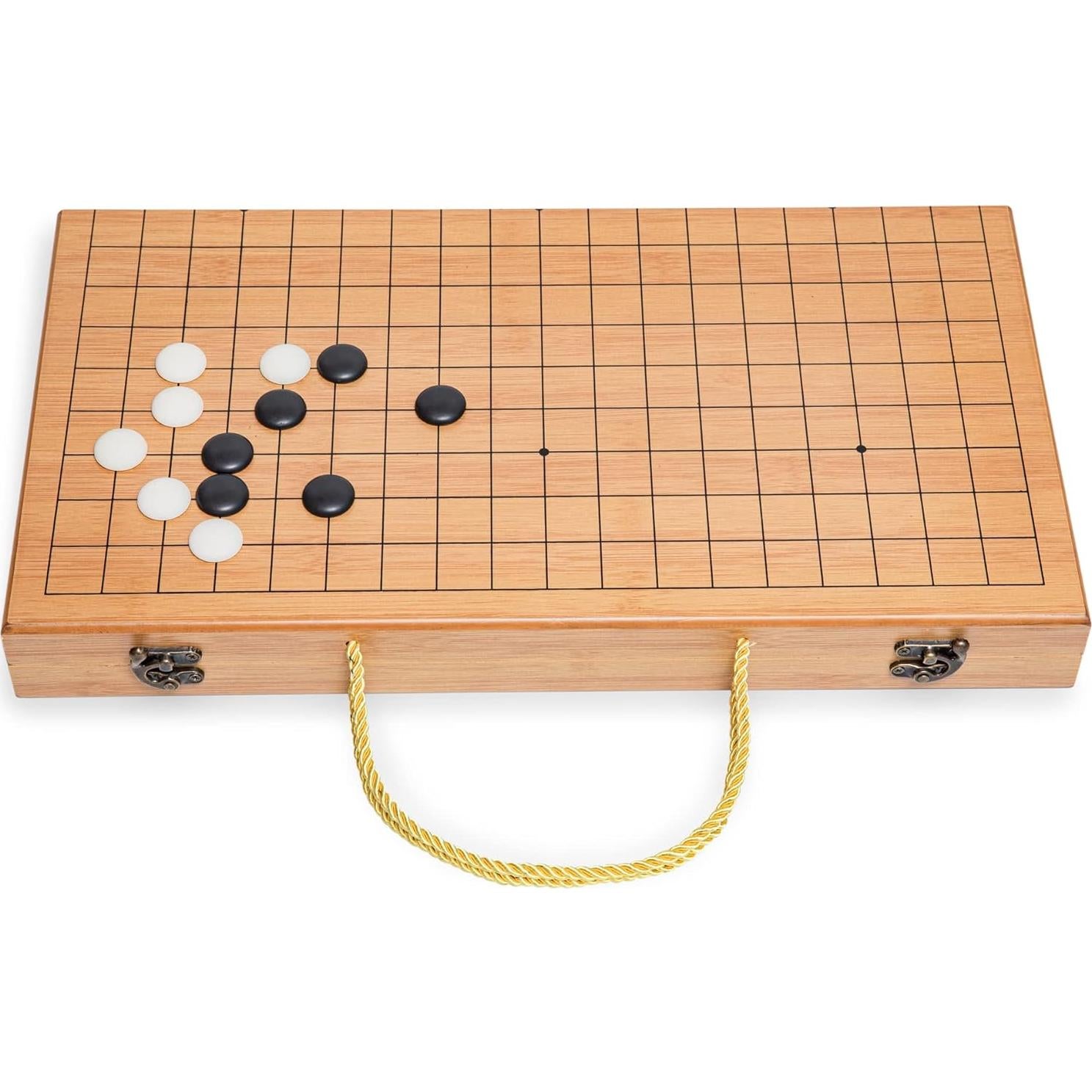 Juego de Go Plegable 19x19 con Tablero de Bambú y Piezas de Jade