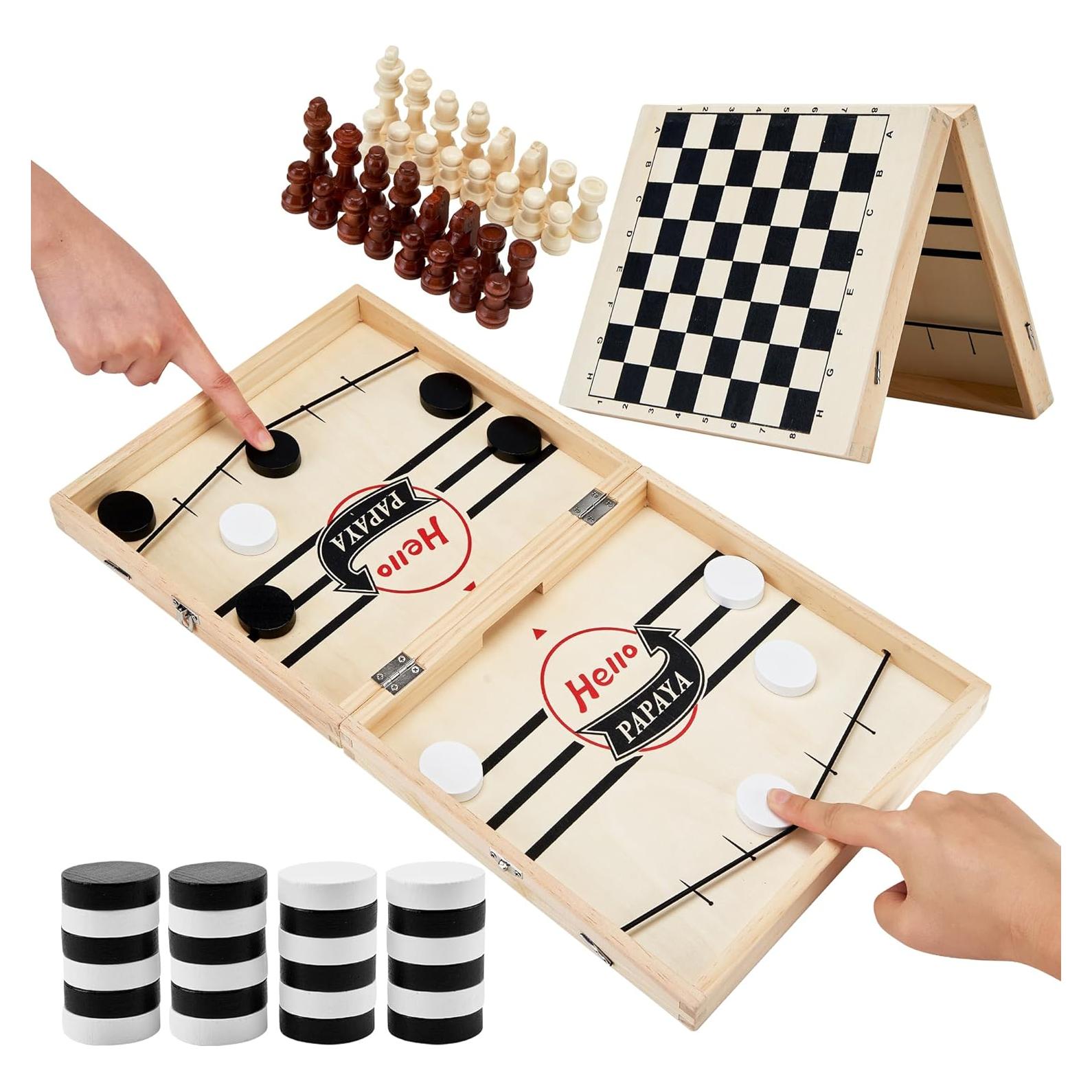 Juego de Mesa 2 en 1 Hockey de Aire y Ajedrez HELLO PAPAYA