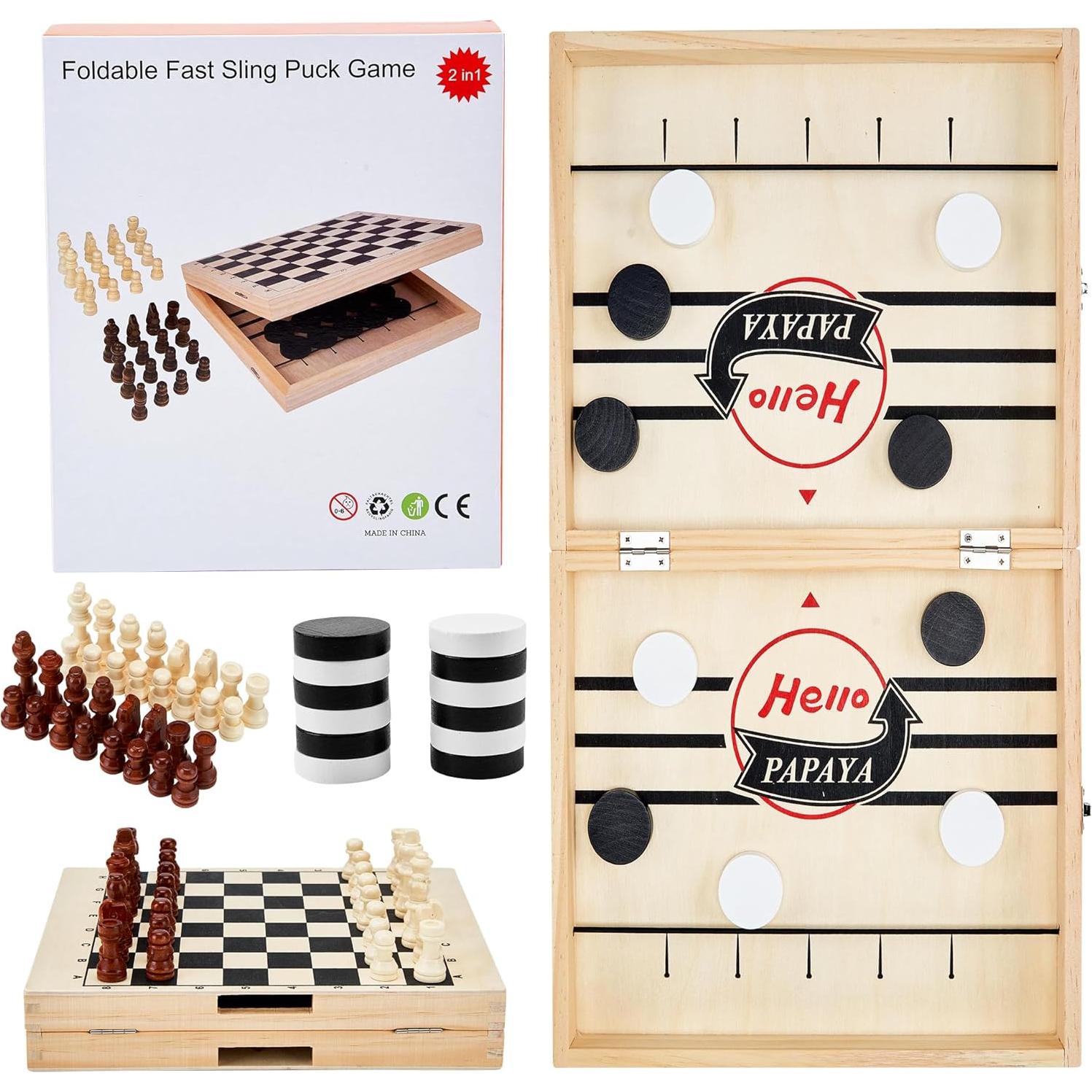 Juego de Mesa 2 en 1 Hockey de Aire y Ajedrez HELLO PAPAYA
