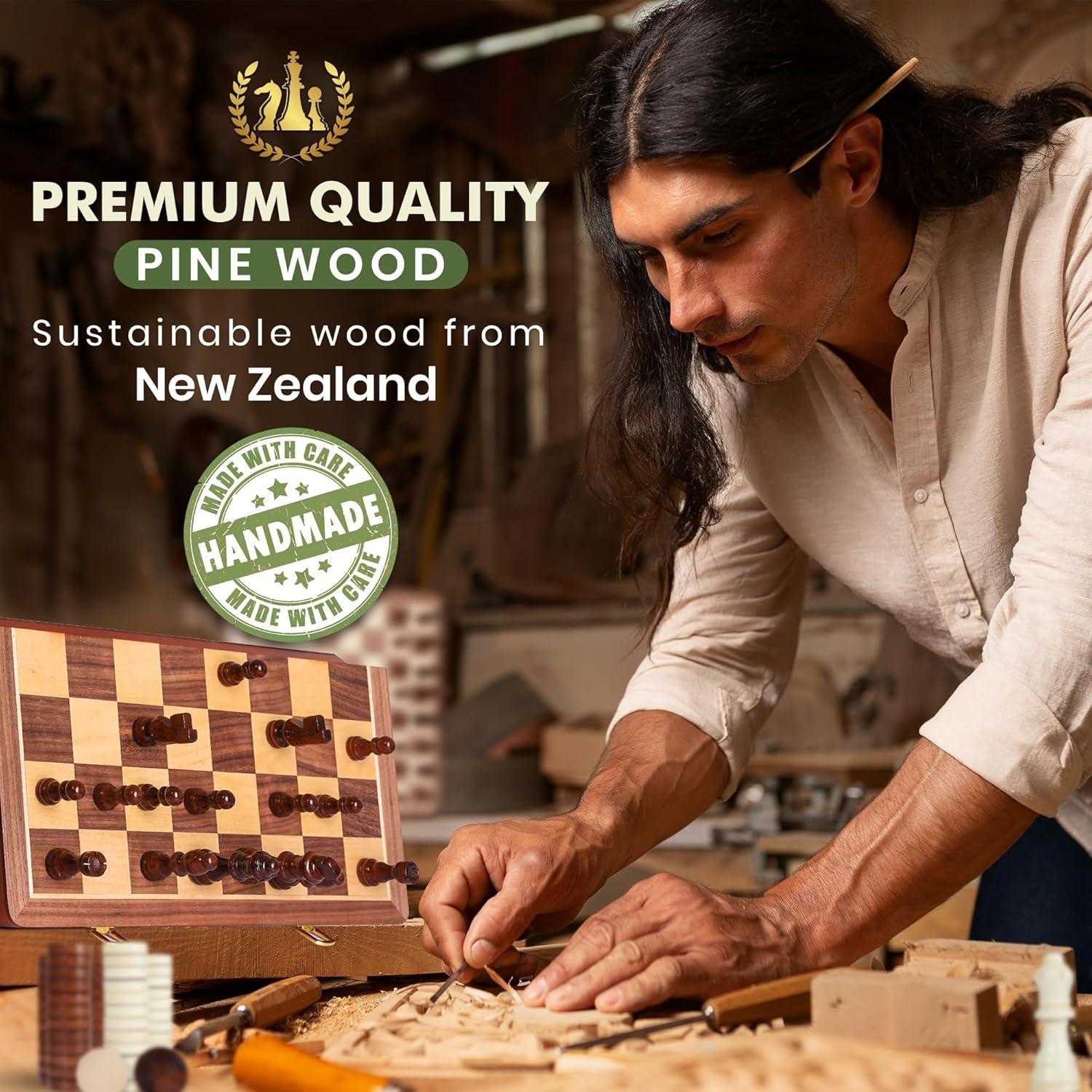 Juego de Ajedrez y Damas Magnético ECOCRAFTER 15" Plegable