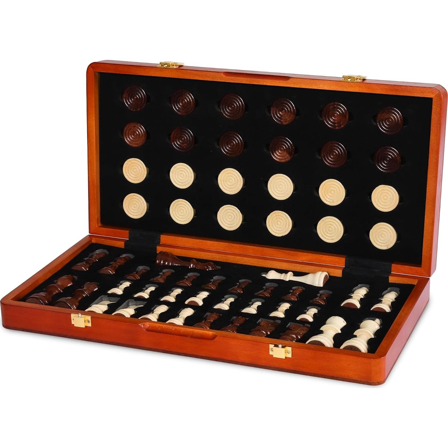 Juego de Ajedrez y Damas Magnético ECOCRAFTER 15" Plegable