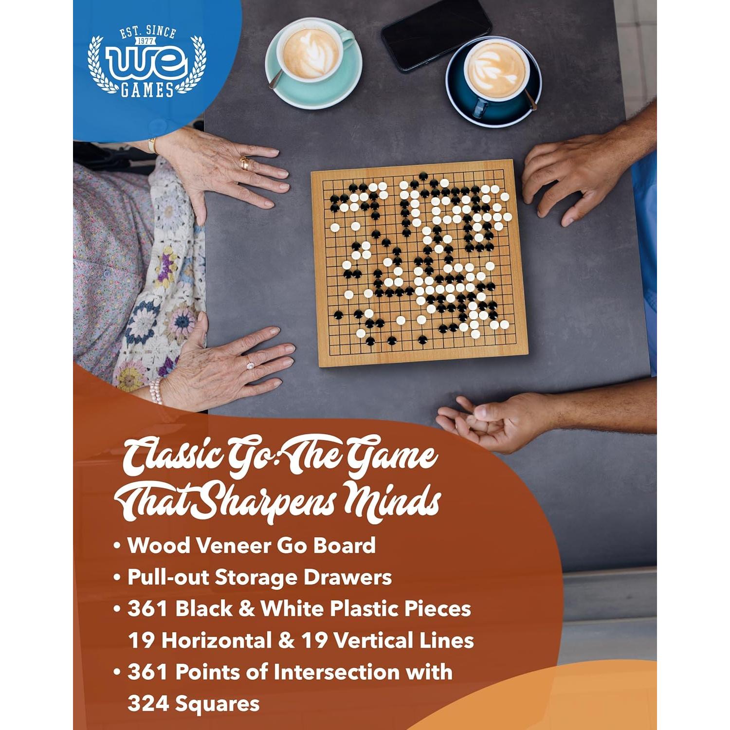 Juego de Go WE Games 30 cm - Tablero de Madera con Almacenamiento