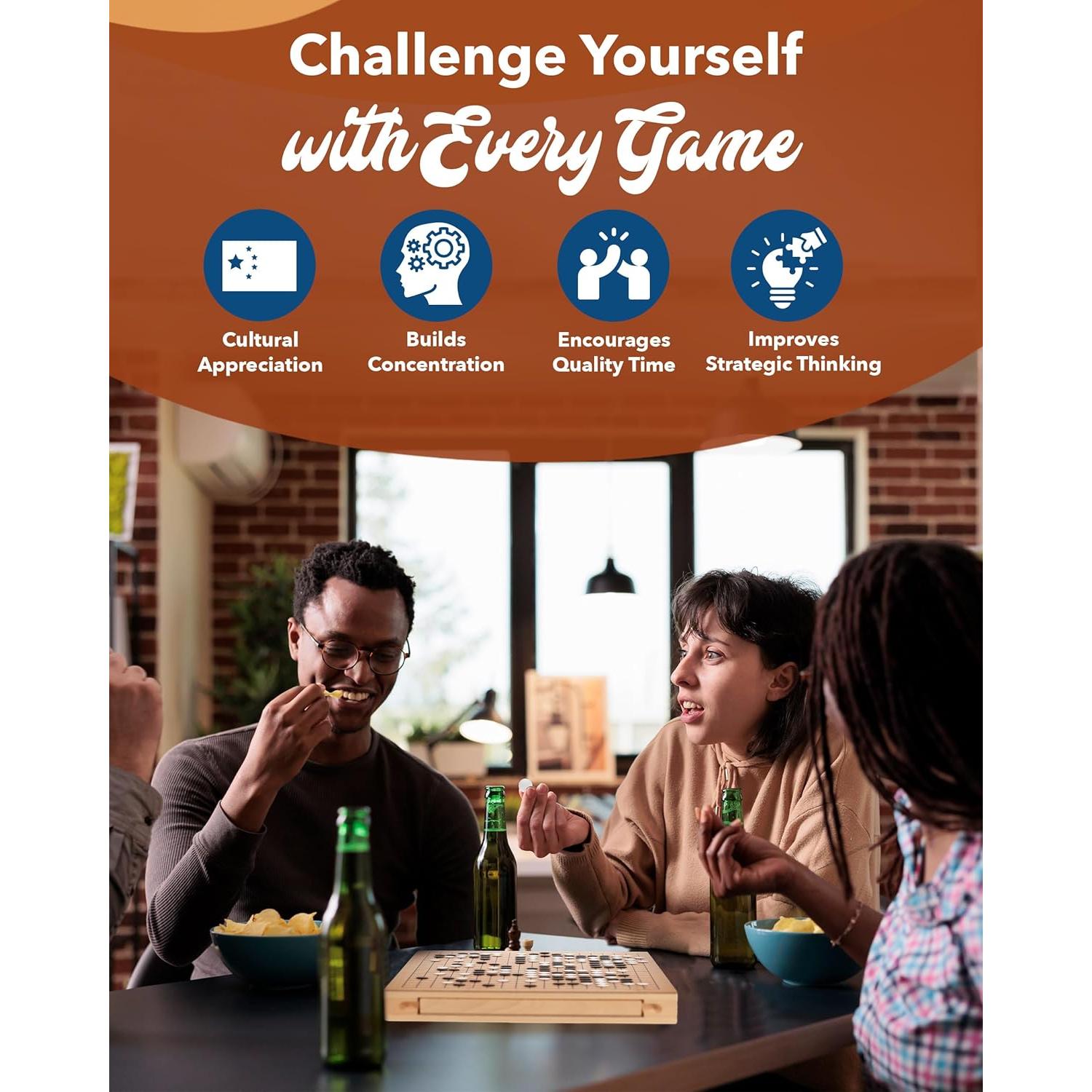 Juego de Go WE Games 30 cm - Tablero de Madera con Almacenamiento