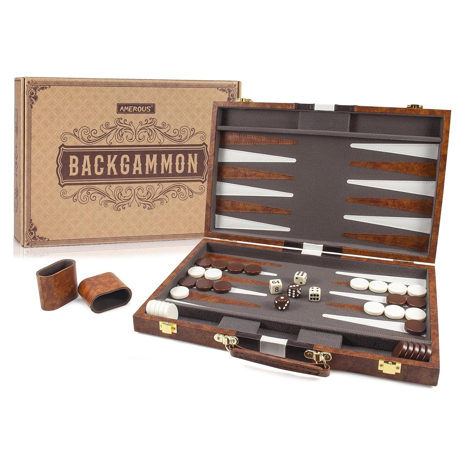 Conjunto de Backgammon AMEROUS 15" Plegable con Estuche