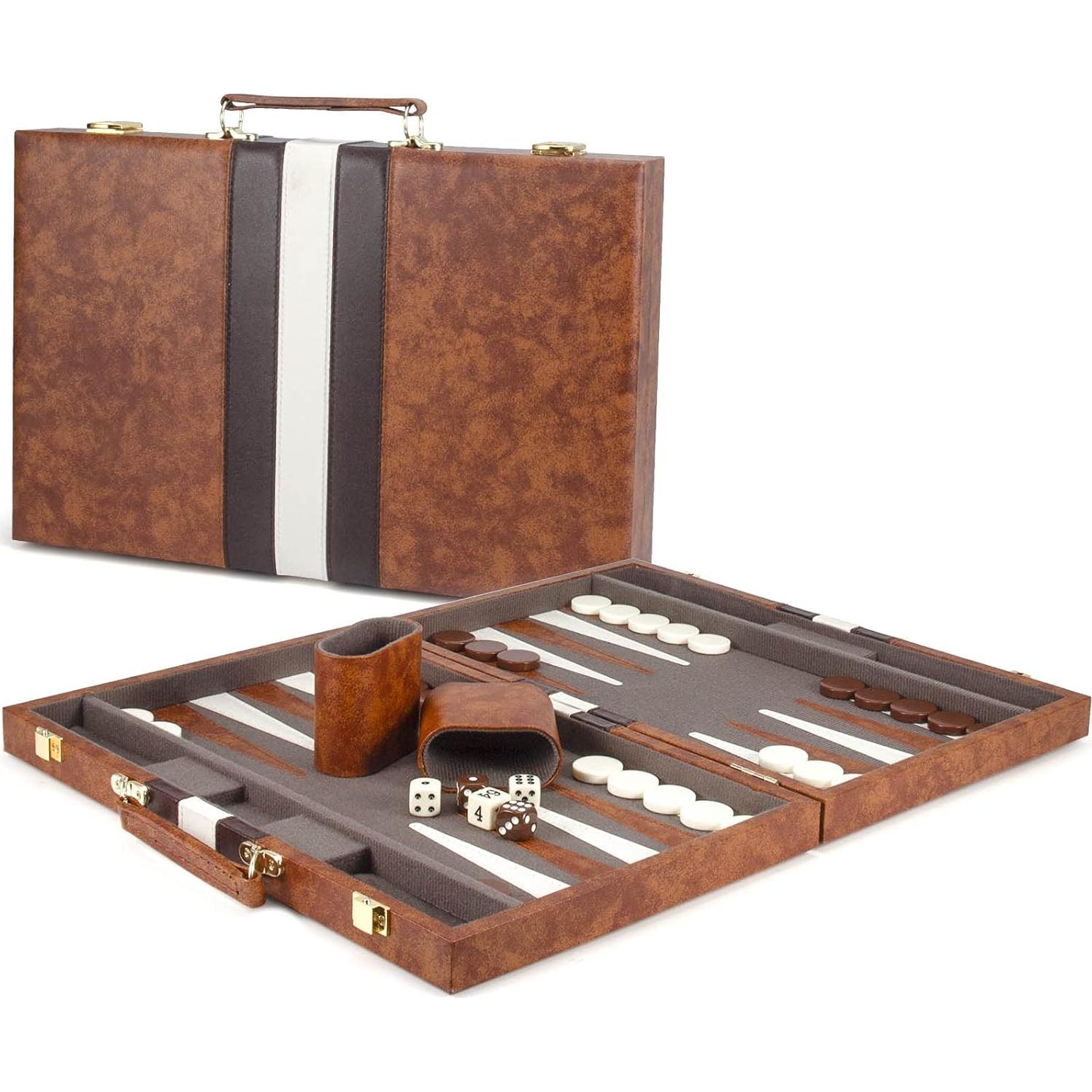 Conjunto de Backgammon AMEROUS 15" Plegable con Estuche