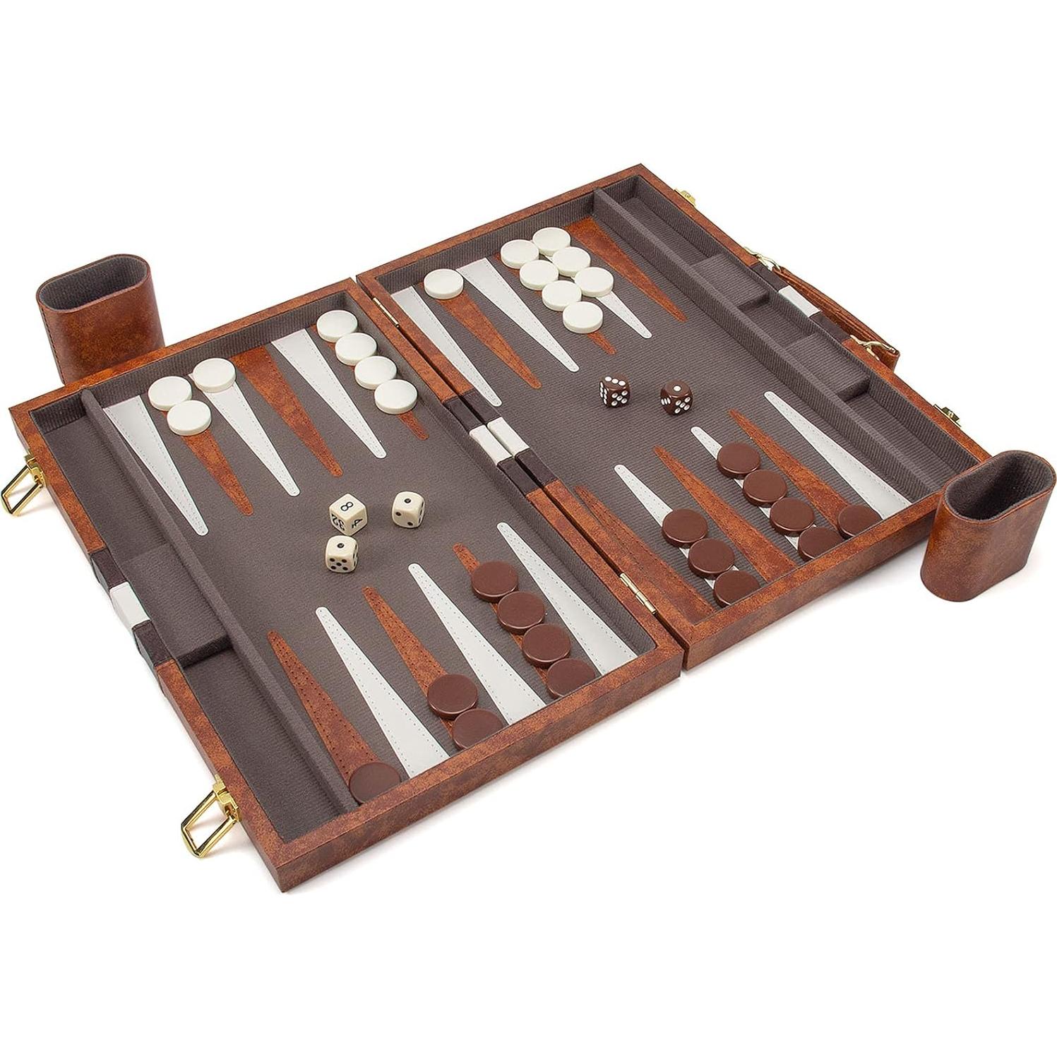 Conjunto de Backgammon AMEROUS 15" Plegable con Estuche