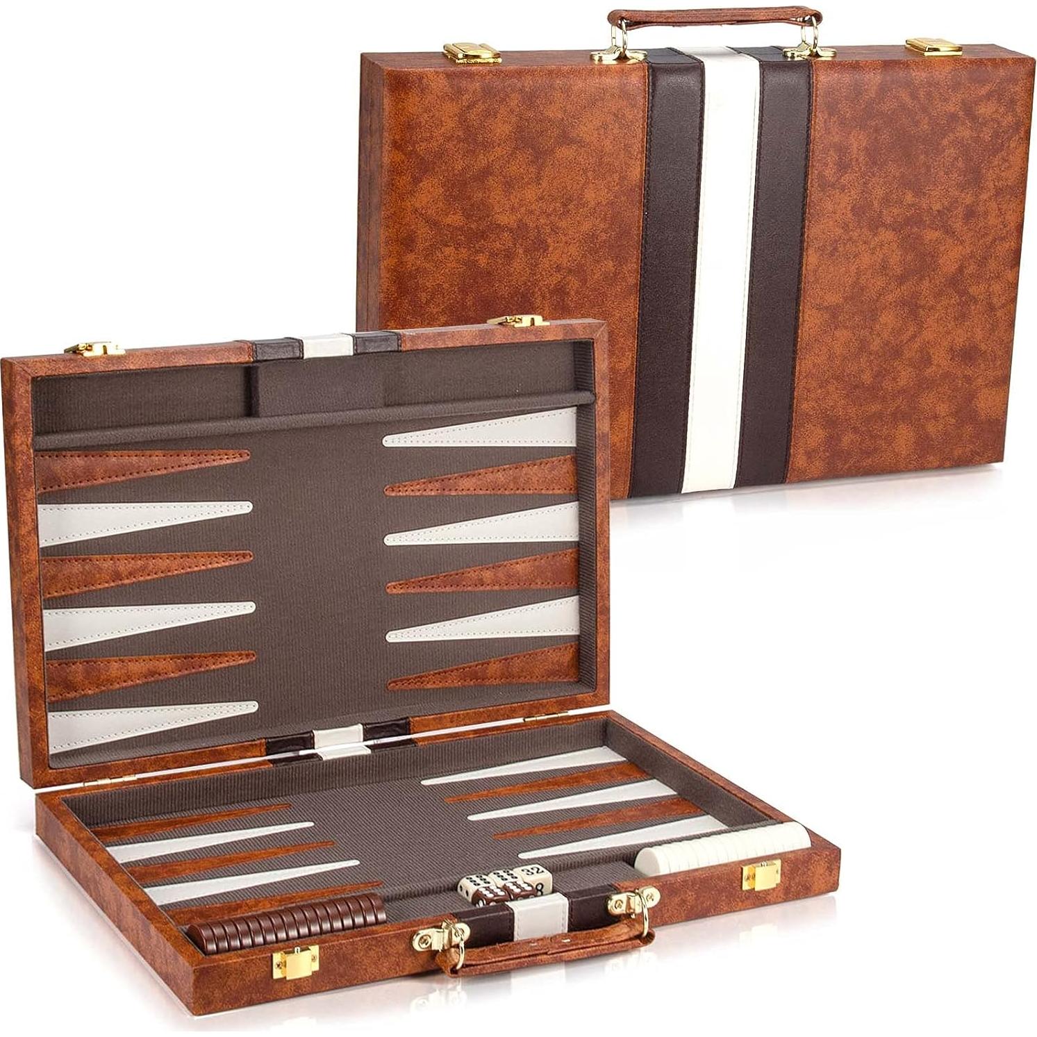 Conjunto de Backgammon AMEROUS 15" Plegable con Estuche
