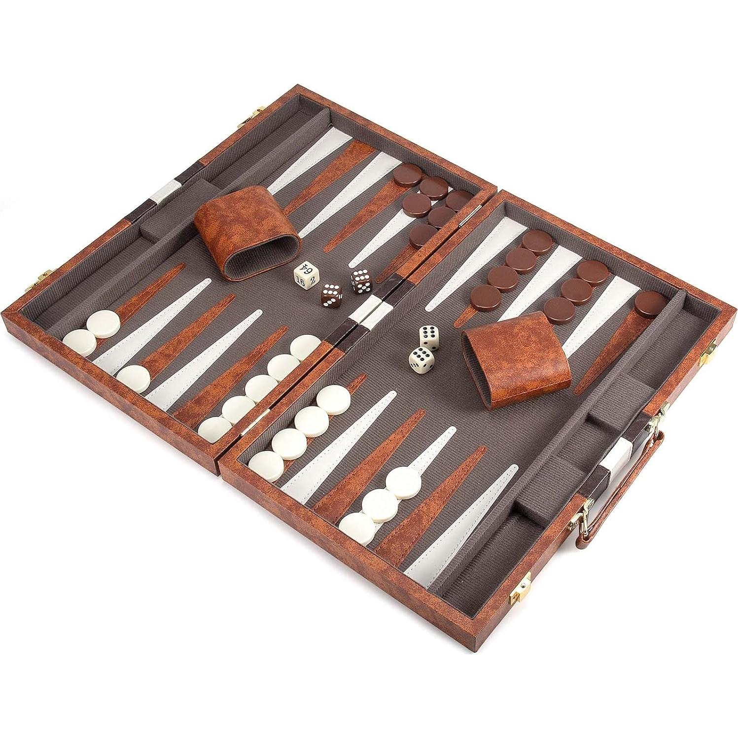 Conjunto de Backgammon AMEROUS 15" Plegable con Estuche