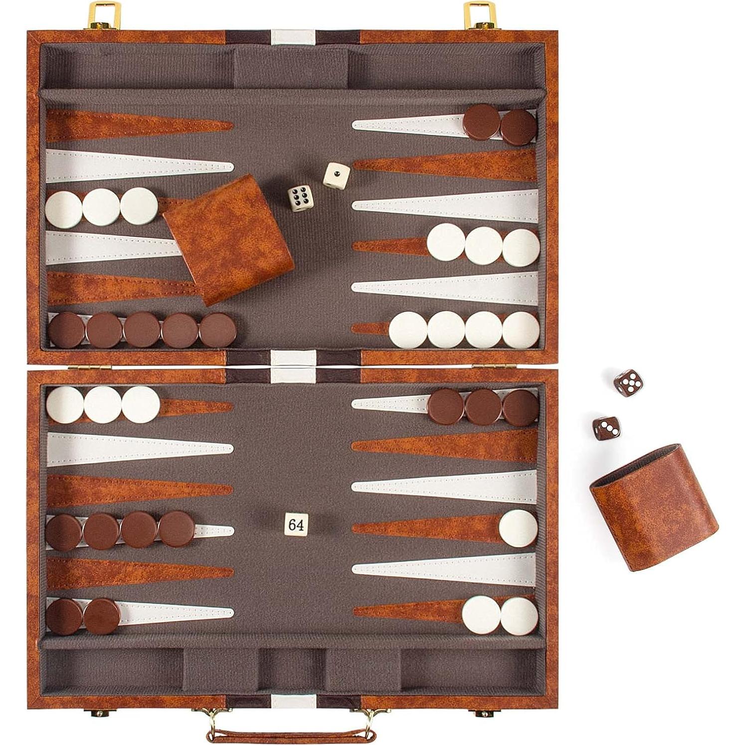 Conjunto de Backgammon AMEROUS 15" Plegable con Estuche