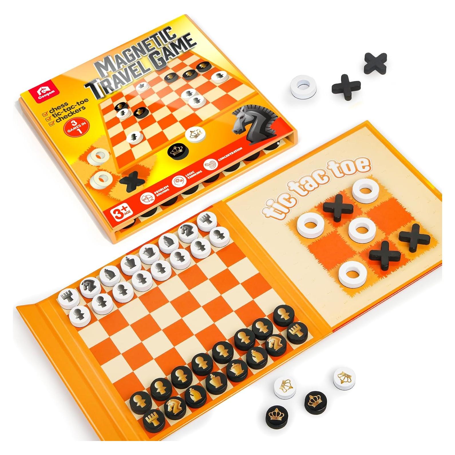 Juego de Ajedrez Magnético de Viaje Coogam 3 en 1
