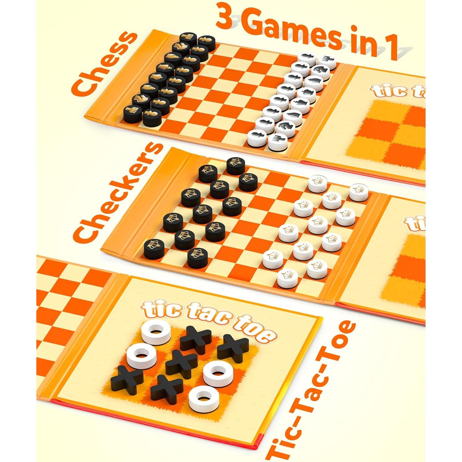 Juego de Ajedrez Magnético de Viaje Coogam 3 en 1