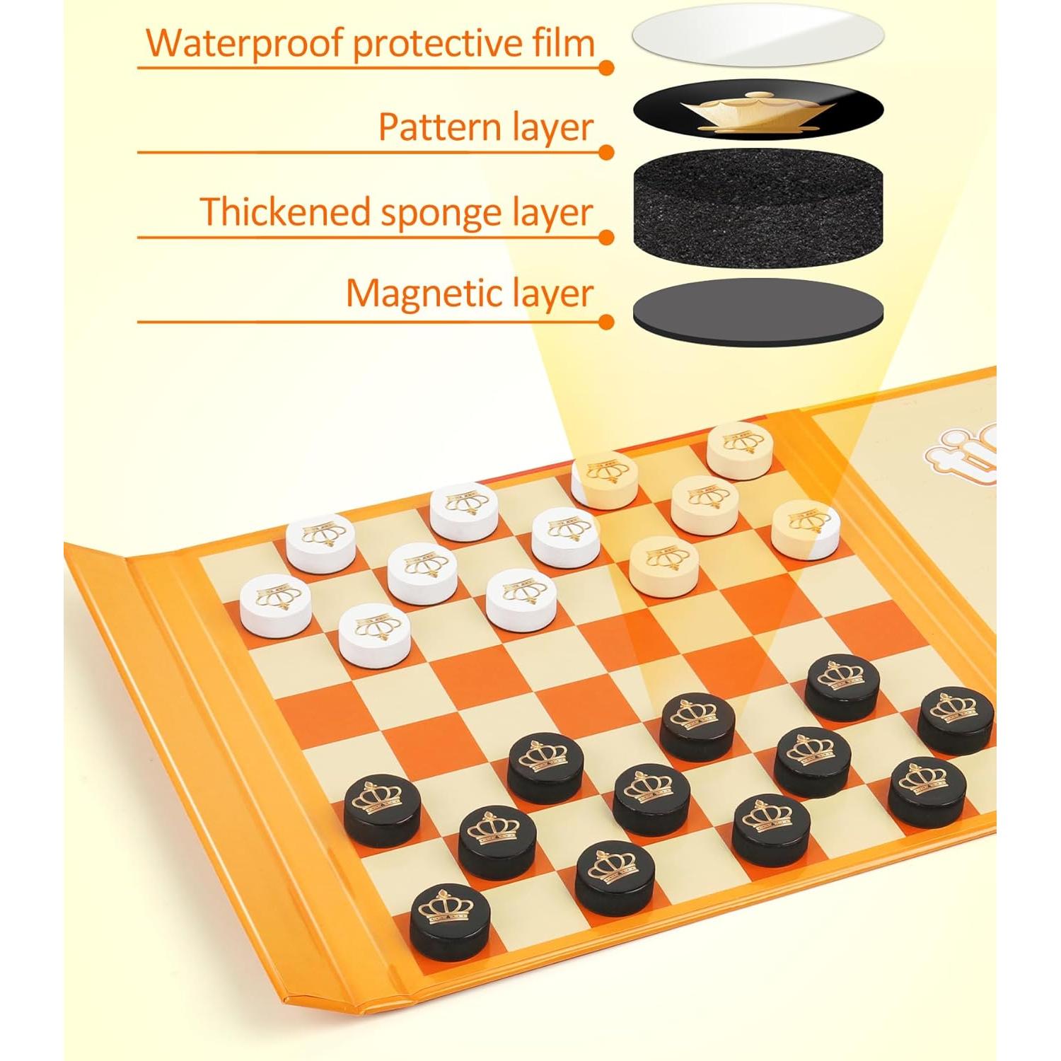 Juego de Ajedrez Magnético de Viaje Coogam 3 en 1