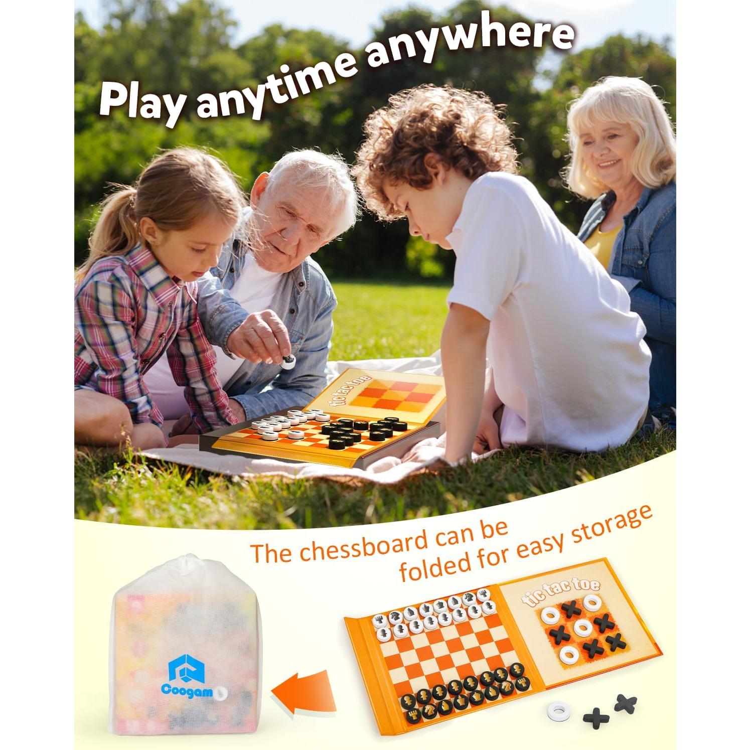 Juego de Ajedrez Magnético de Viaje Coogam 3 en 1