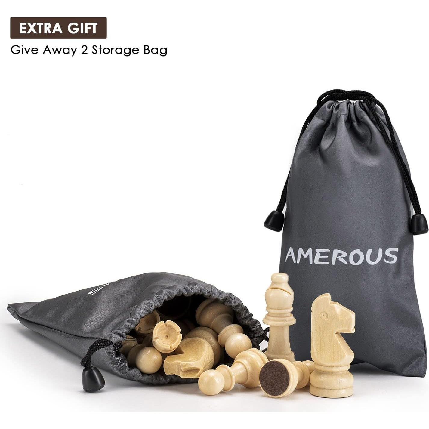 Piezas de Ajedrez de Madera AMEROUS Estilo Staunton 8 cm