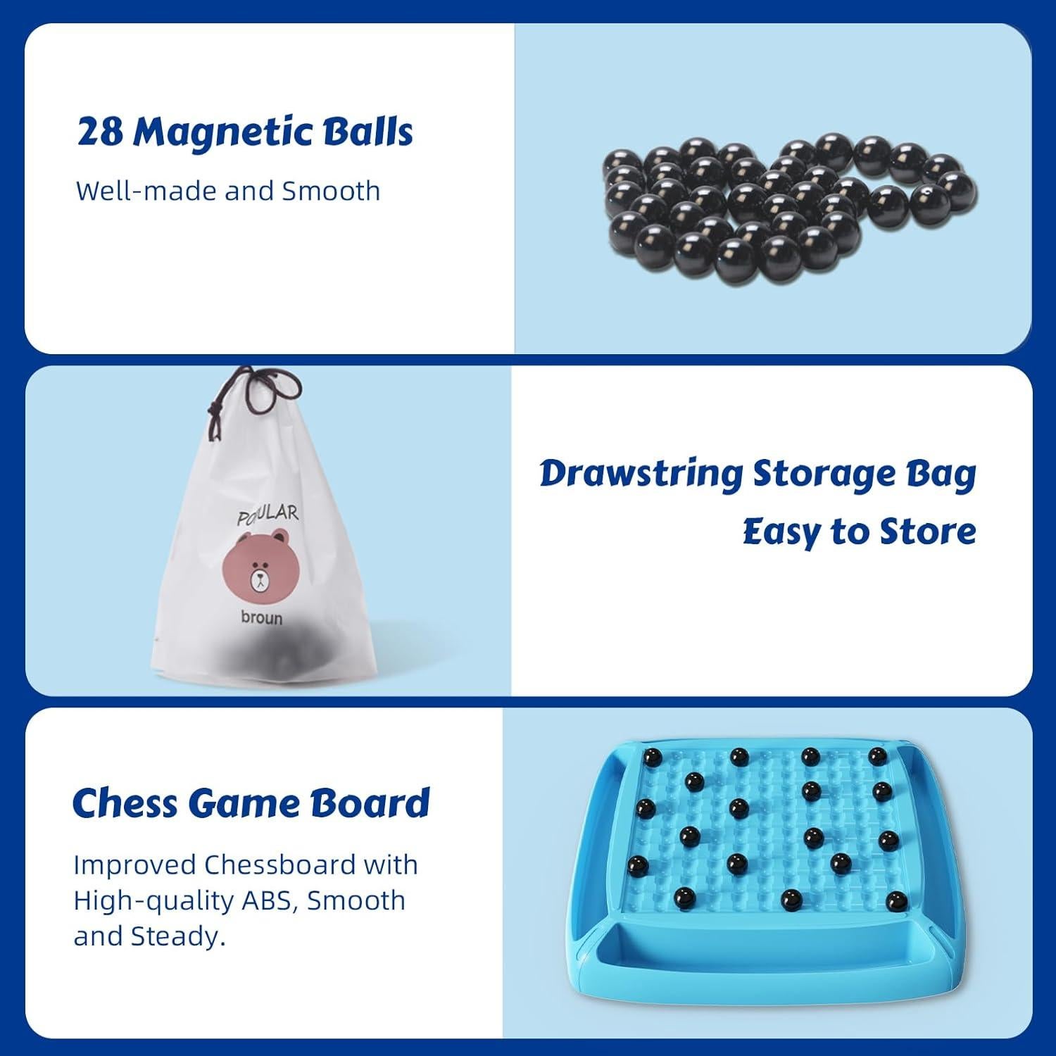 Juego de Ajedrez Magnético Hcusus 2-4 Jugadores Azul