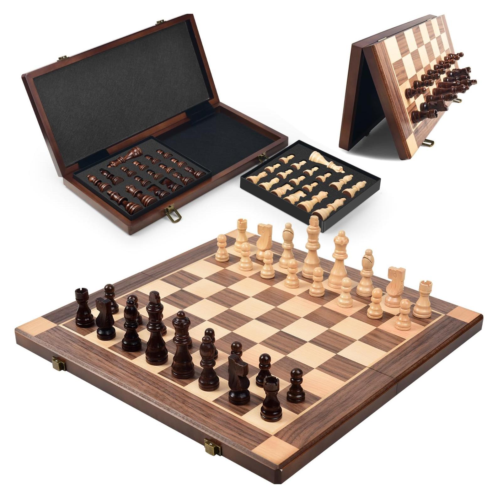 Juego de Ajedrez Magnético de Madera KEEPRAE 15" Plegable