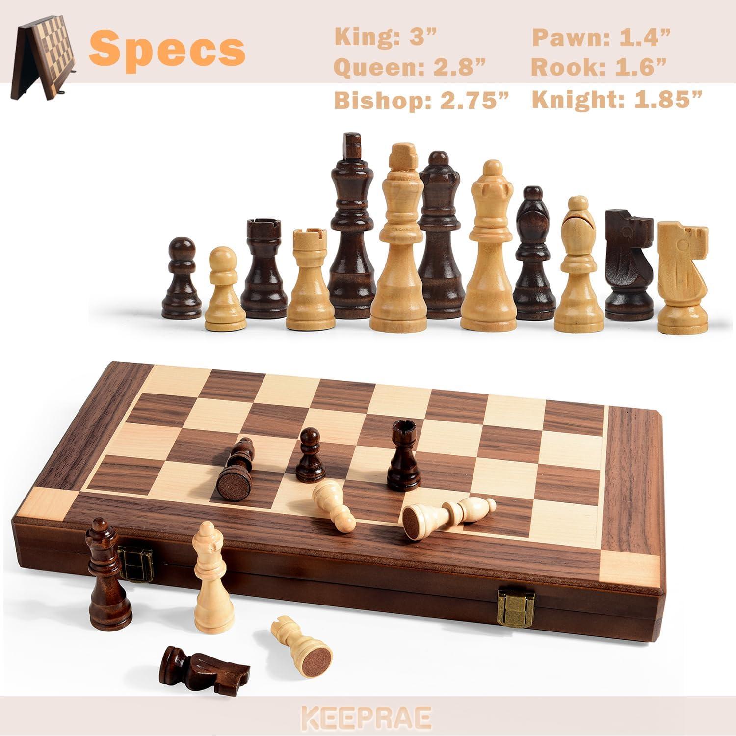 Juego de Ajedrez Magnético de Madera KEEPRAE 15" Plegable