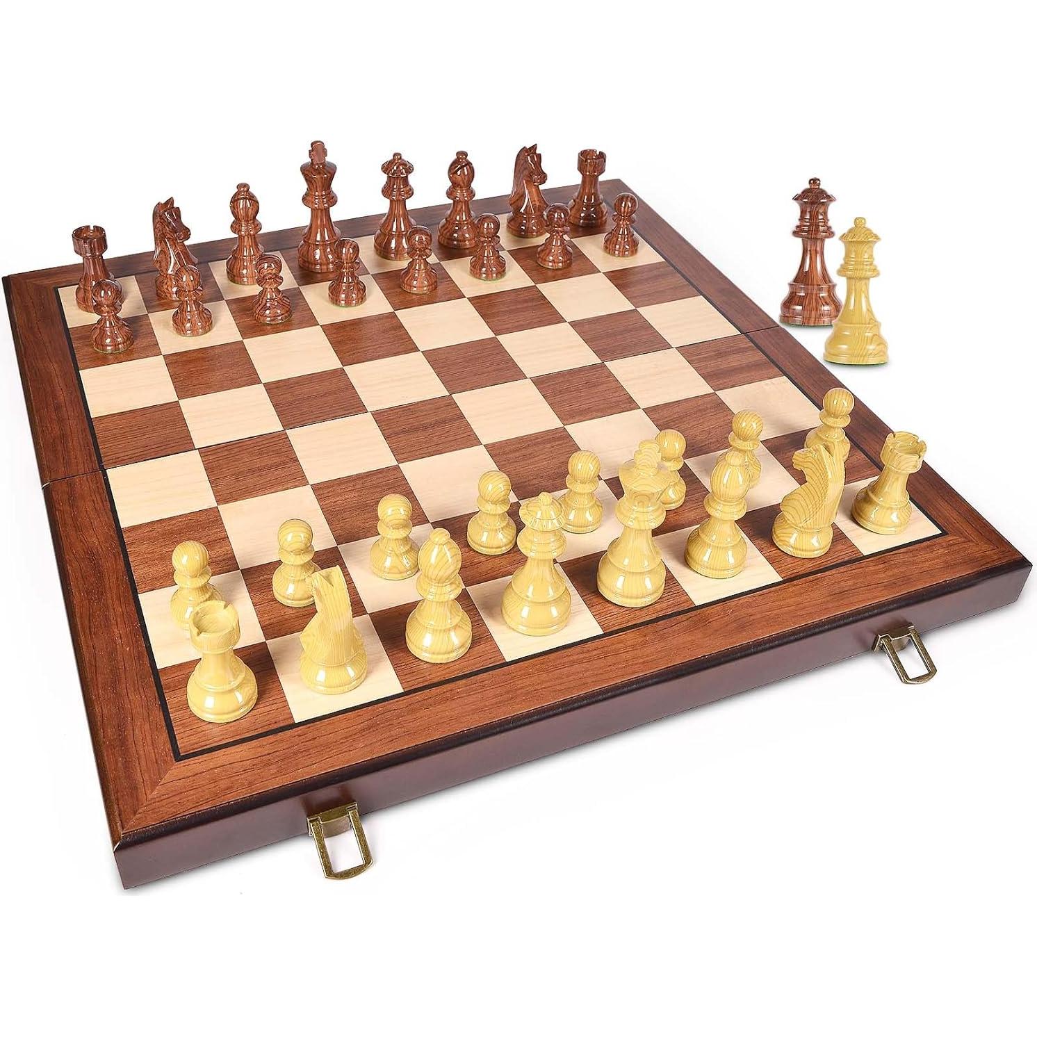 Juego de Ajedrez Plegable AMEROUS 20'' Madera con Piezas Pesadas