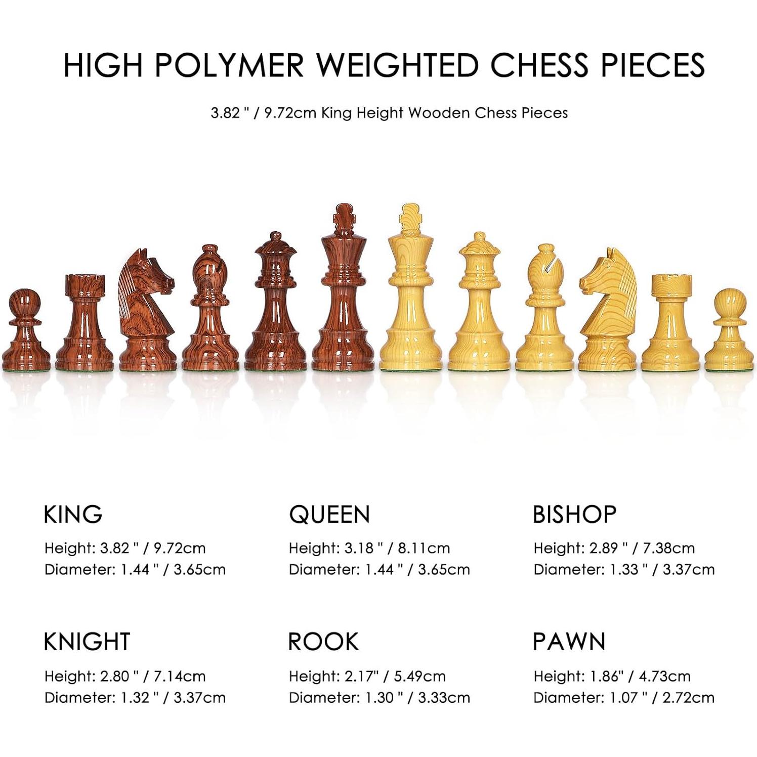 Juego de Ajedrez Plegable AMEROUS 20'' Madera con Piezas Pesadas