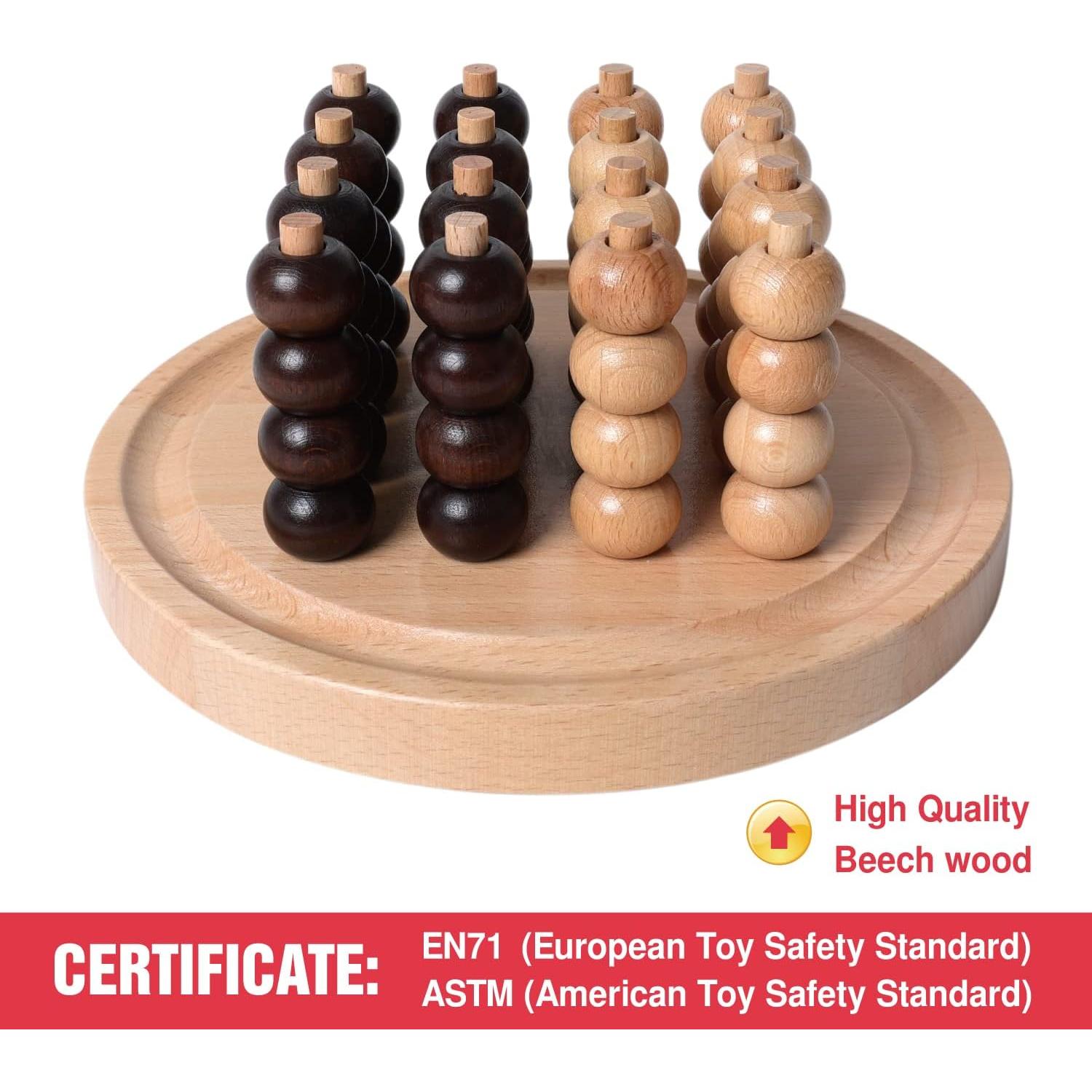 Juego de Mesa 3D Cuatro en Raya Gothink - Madera Natural, 20x20 cm