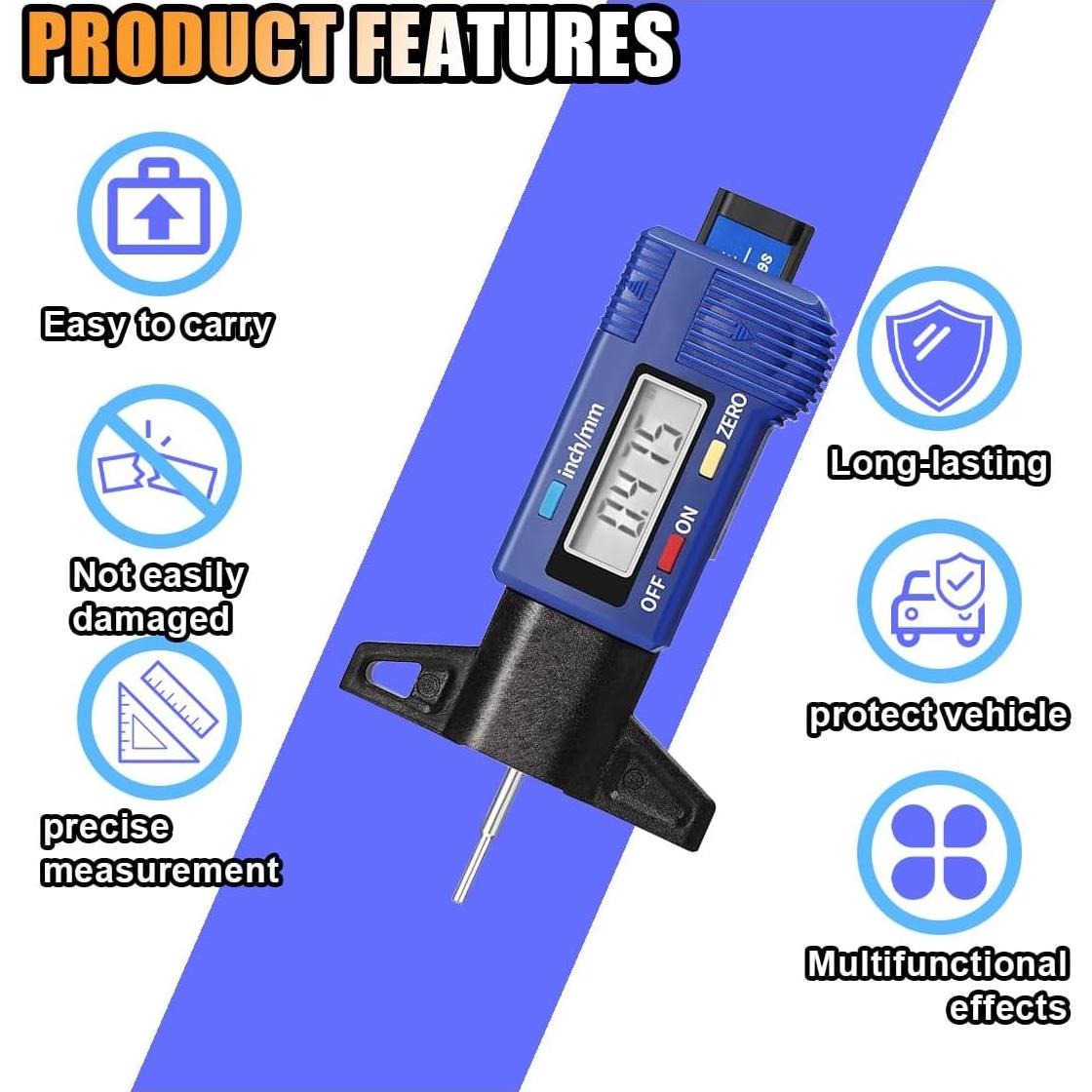 Medidor Digital de Profundidad de Neumáticos KITUREK LCD