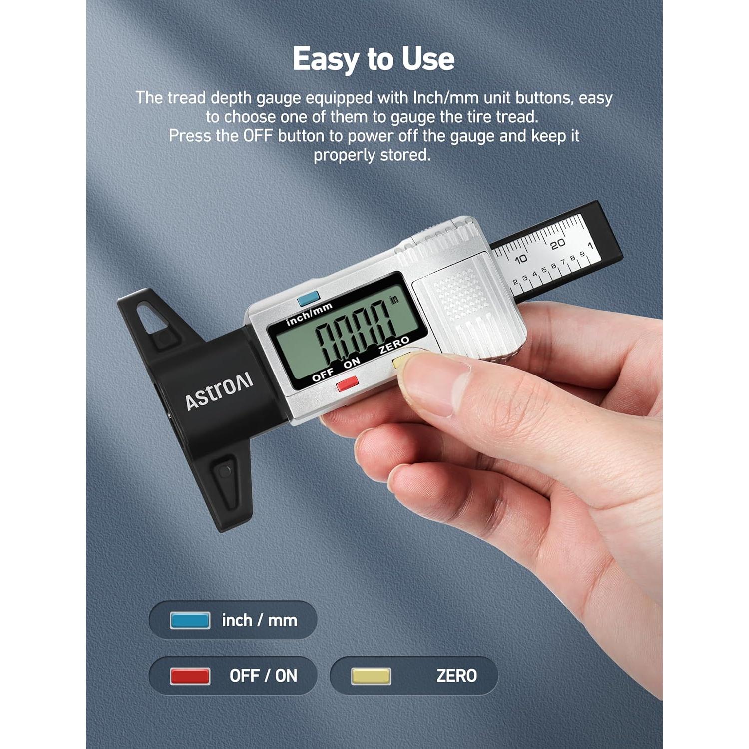 Medidor de Profundidad de Banda de Rodadura AstroAI 0-25.4mm