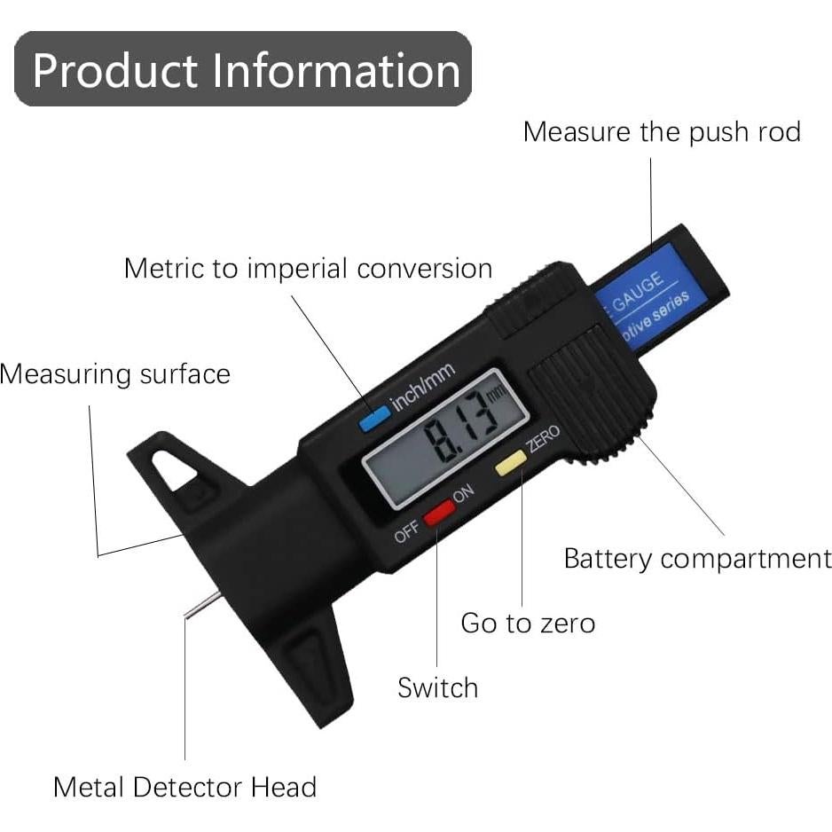 Calibrador Digital de Profundidad de Banda de Rodadura Middrivr 0-25.4 mm