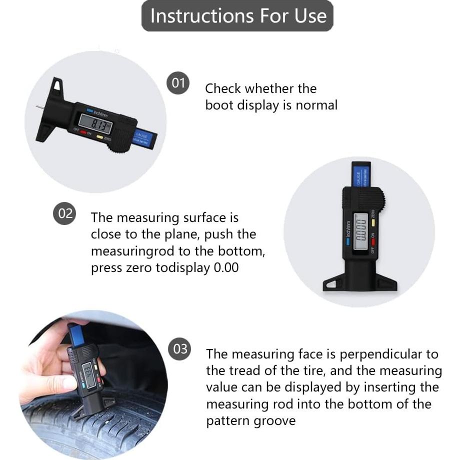 Calibrador Digital de Profundidad de Banda de Rodadura Middrivr 0-25.4 mm